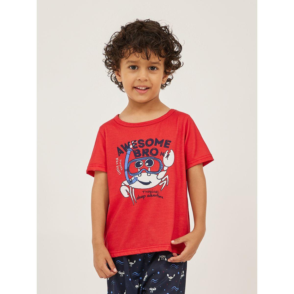 Styli Printed Short Sleeve T-Shirt and Jogger Pyjama Set-boys-clothing-nightwear-image-2