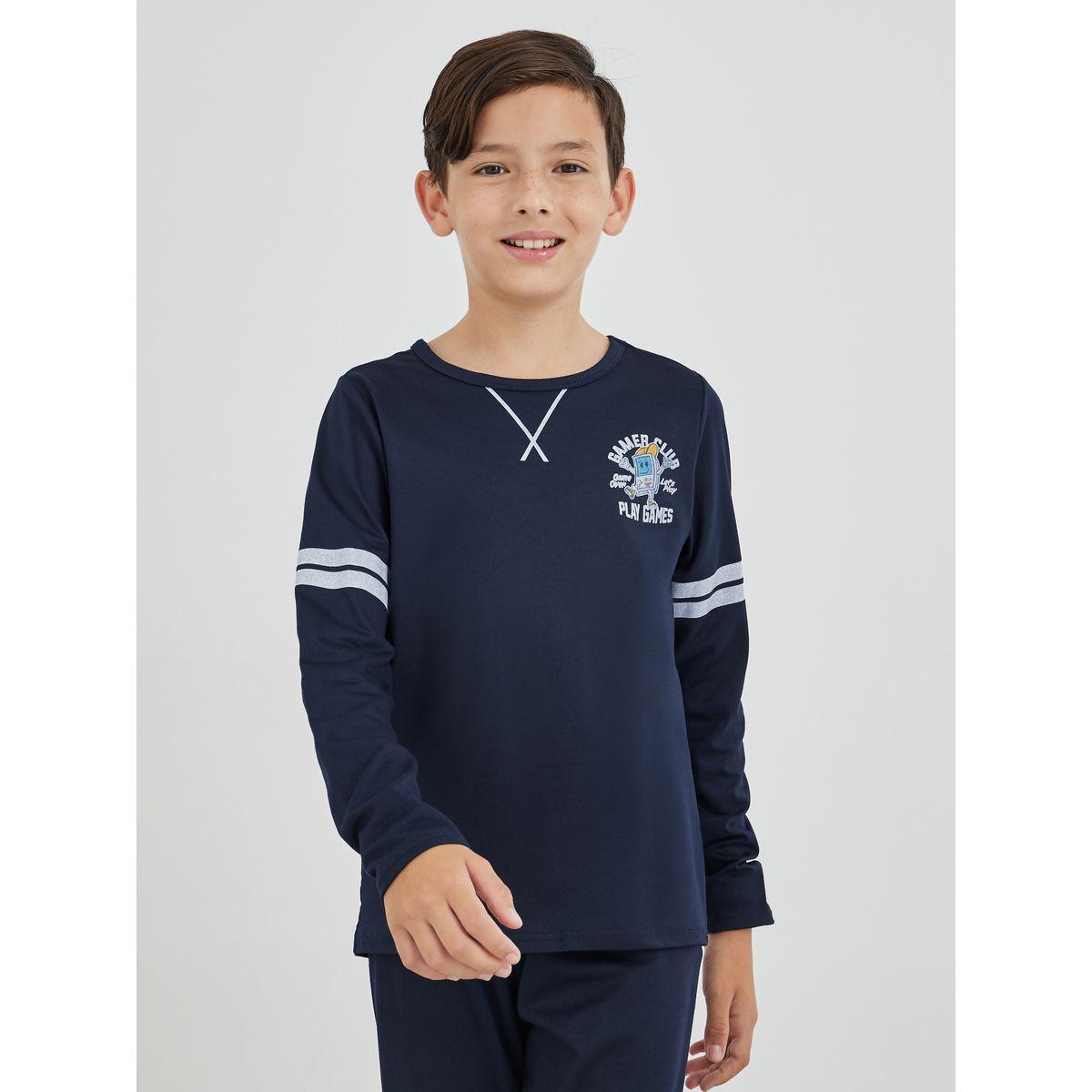 Styli Graphic Print Round Neck T-Shirt and Pyjama Set-boys-clothing-nightwear-image-2