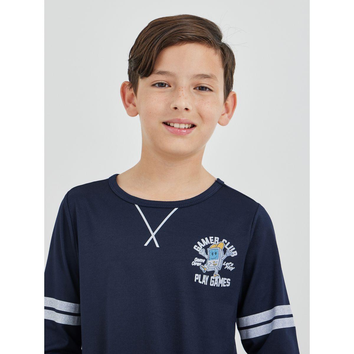 Styli Graphic Print Round Neck T-Shirt and Pyjama Set-boys-clothing-nightwear-image-3
