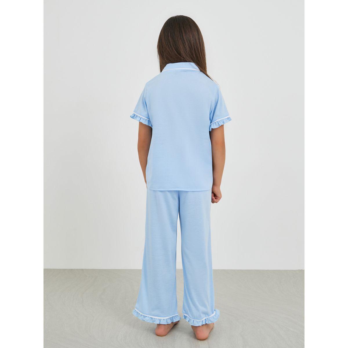 طقم بيجاما من بنطال وبلوزة مطبعة مع أزرار-girls-clothing-nightwear-image-4