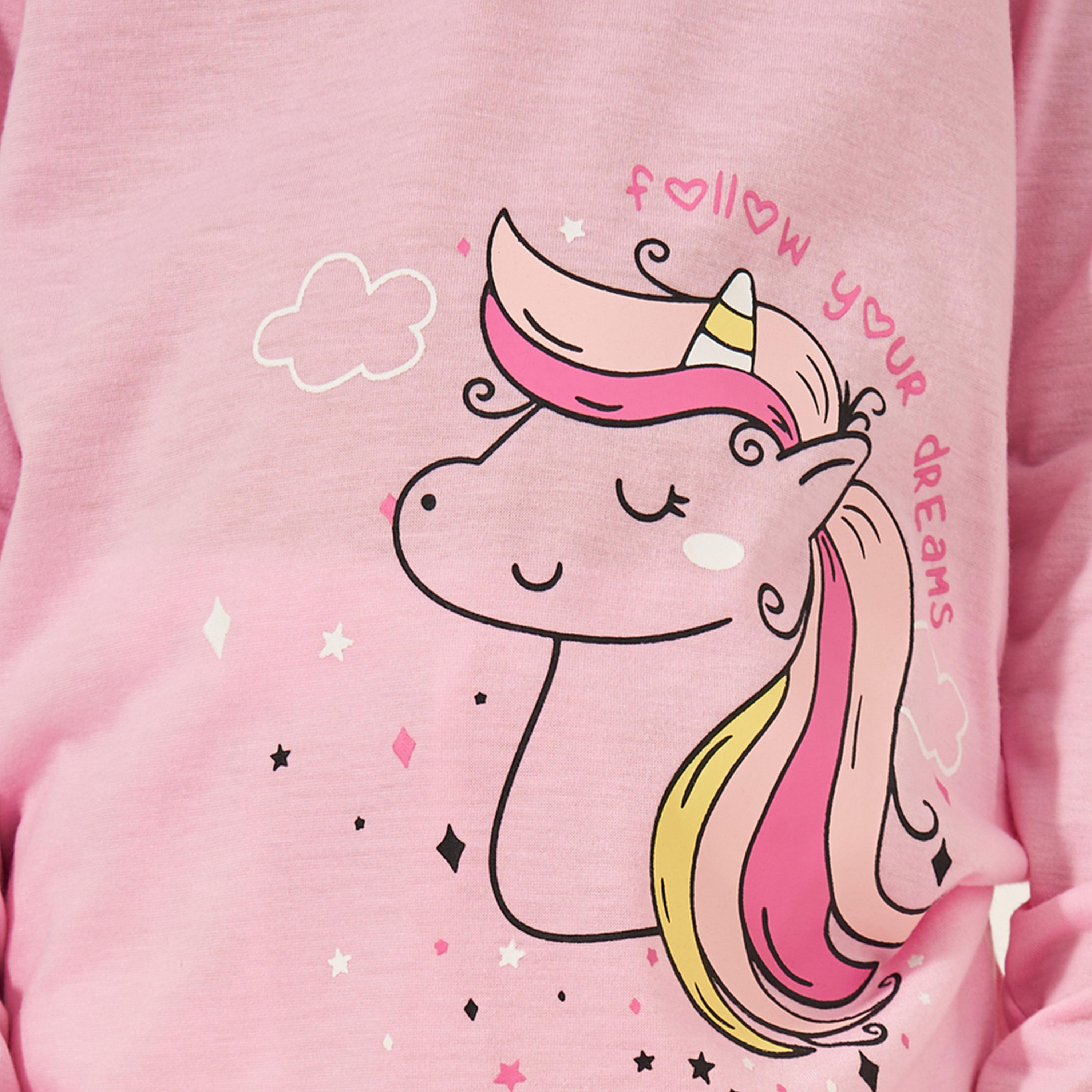 Styli Graphic Print Long Sleeve T-Shirt & Pyjama Set-girls-clothing-nightwear-image-3