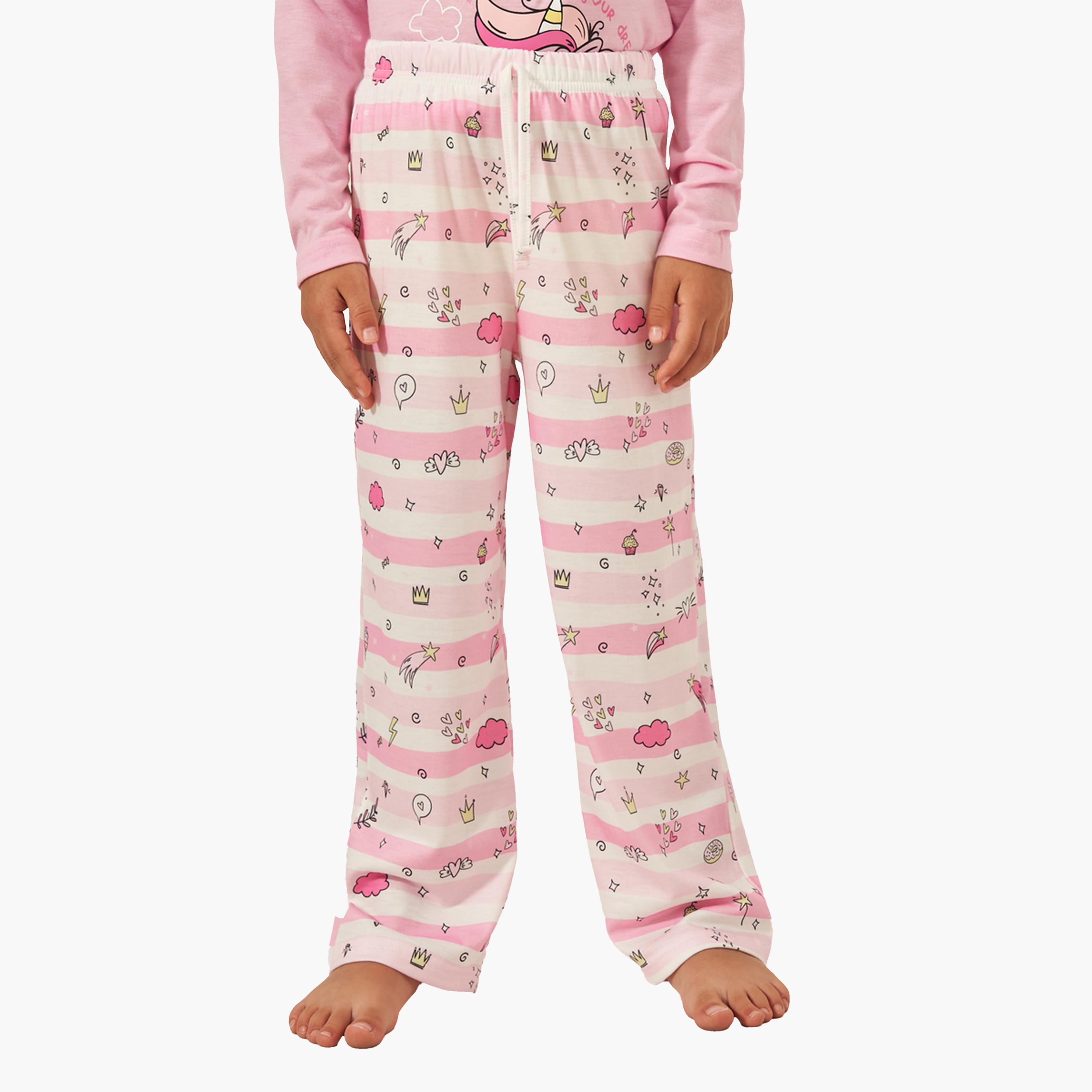 Styli Graphic Print Long Sleeve T-Shirt & Pyjama Set-girls-clothing-nightwear-image-4
