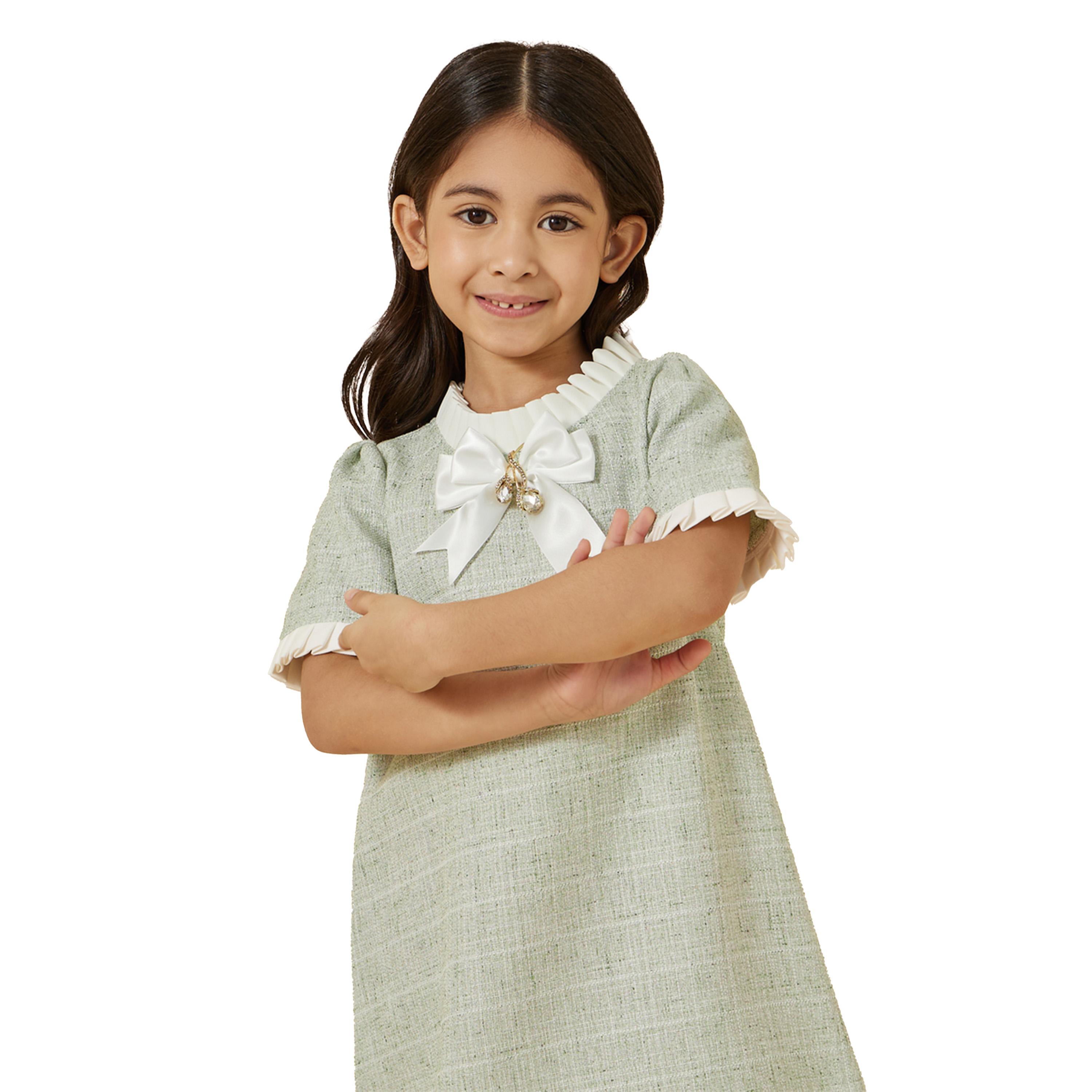 ستايلي -  فستان تويد بحواف كشكشة مع تفاصيل فيونكة-girls-clothing-dressesandjumpsuits-image-3