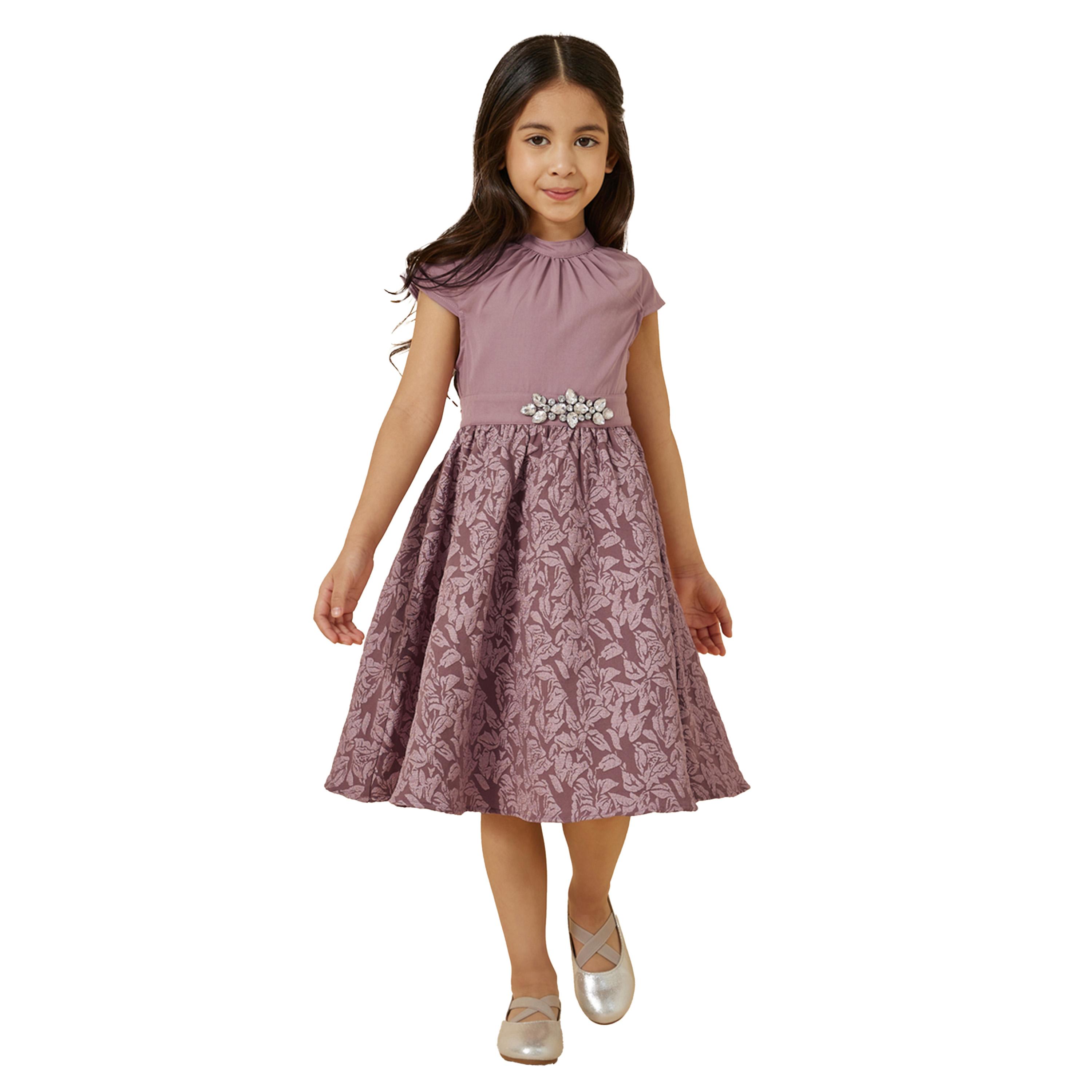 ستايلي - فستان جاكار بأكمام قصيرة ومزخرف-girls-clothing-dressesandjumpsuits-image-3