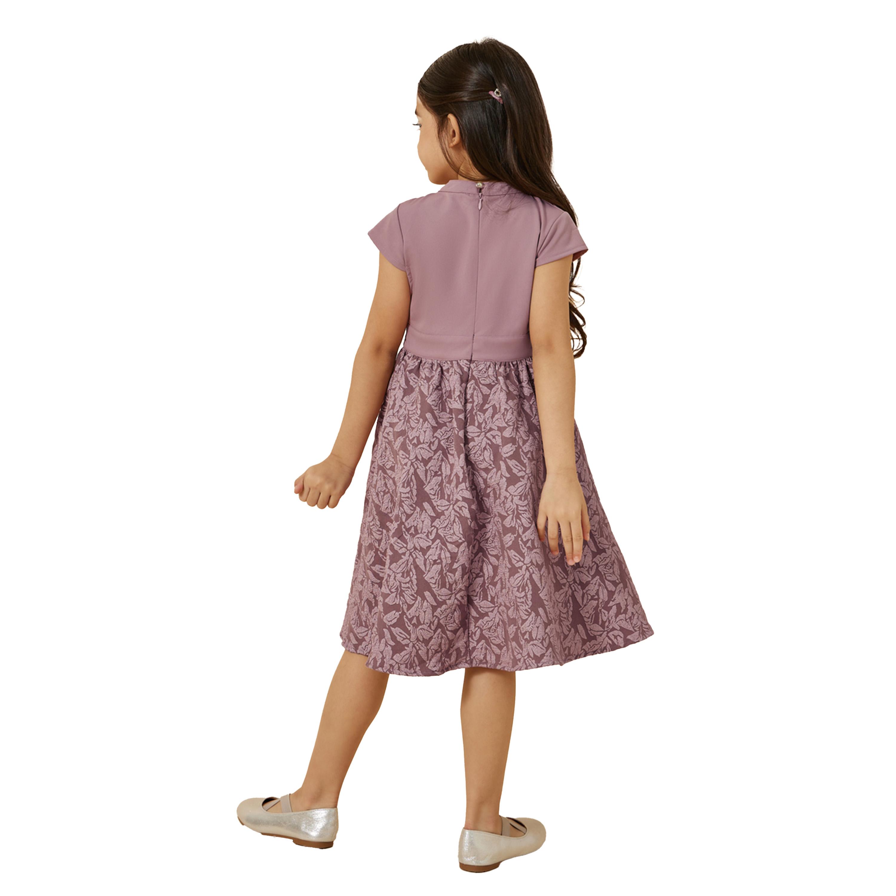 ستايلي - فستان جاكار بأكمام قصيرة ومزخرف-girls-clothing-dressesandjumpsuits-image-5