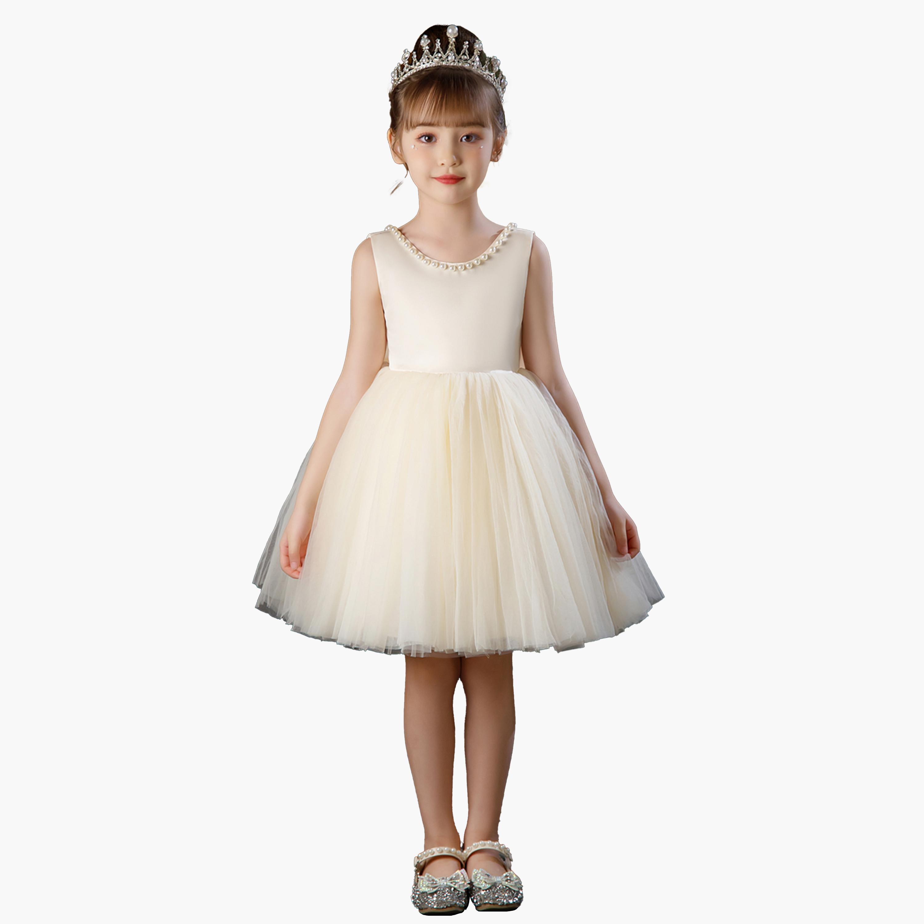 Take Two Faux Pearl Embellished Mesh Insert Dress-girls-clothing-dressesandjumpsuits-image-1