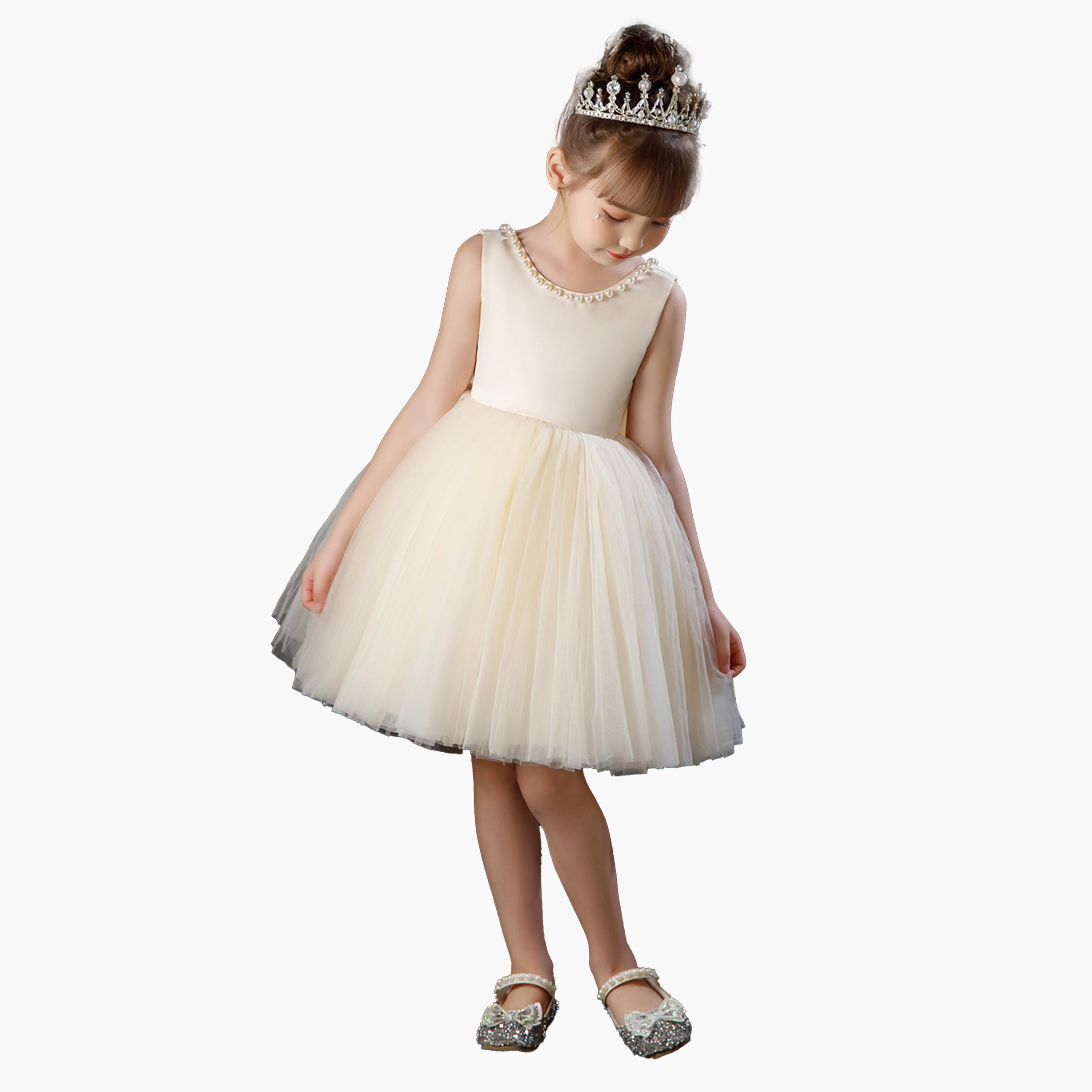 Take Two Faux Pearl Embellished Mesh Insert Dress-girls-clothing-dressesandjumpsuits-image-2