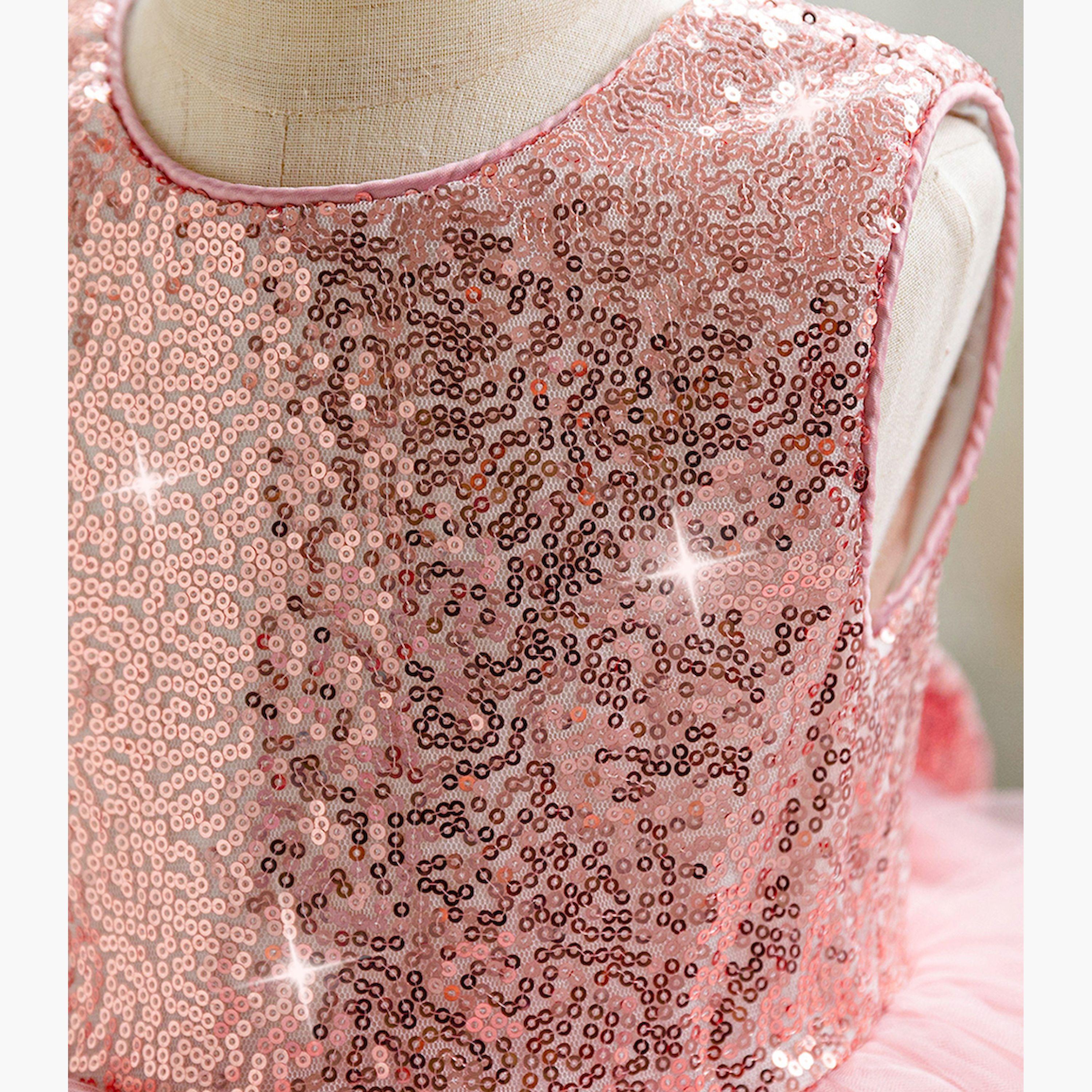 Take Two Sequined Layered Mesh Sleeveless Dress-girls-clothing-dressesandjumpsuits-image-4