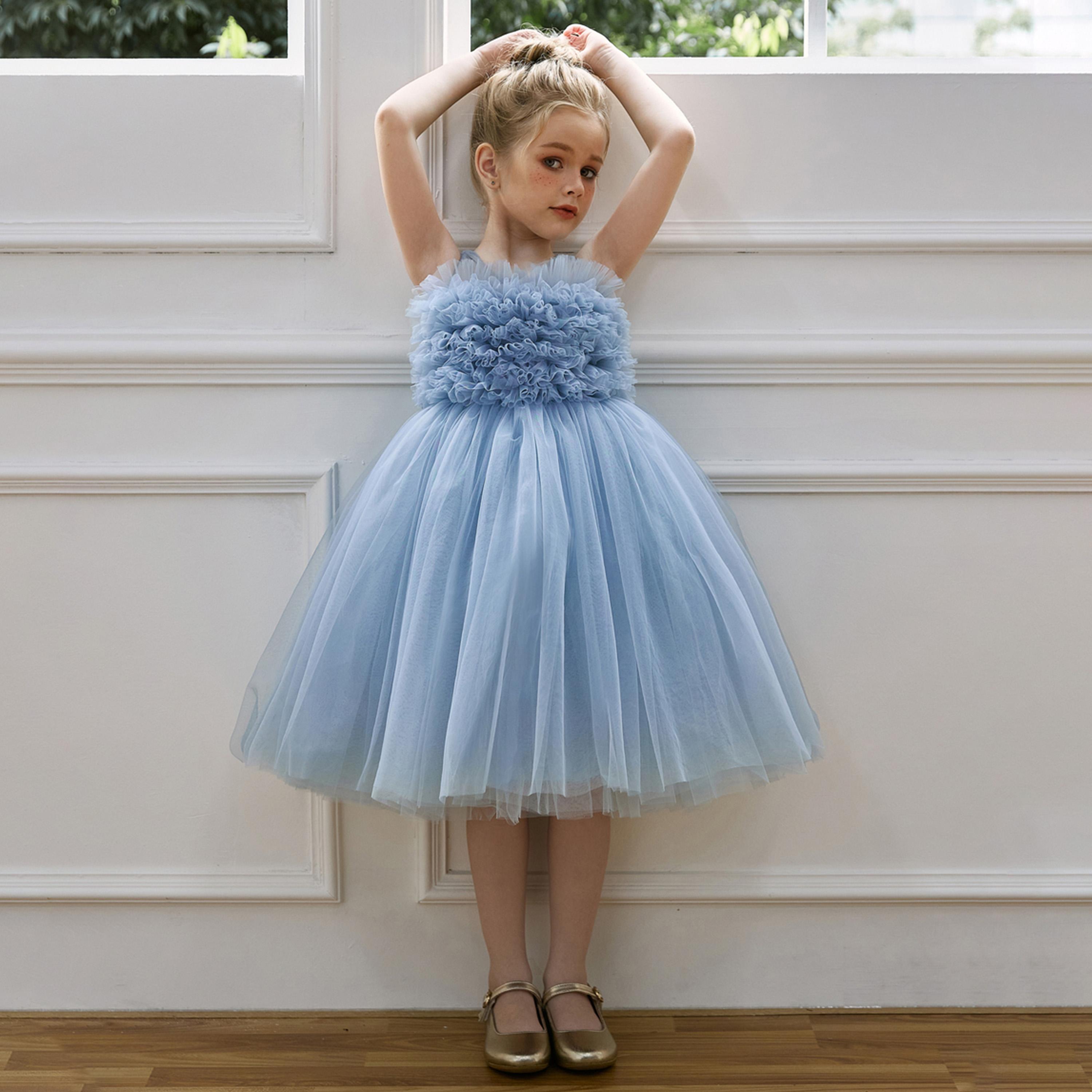 فستان بلا أكمام بحافة واسعة وزهور شبكية-girls-clothing-dressesandjumpsuits-image-1