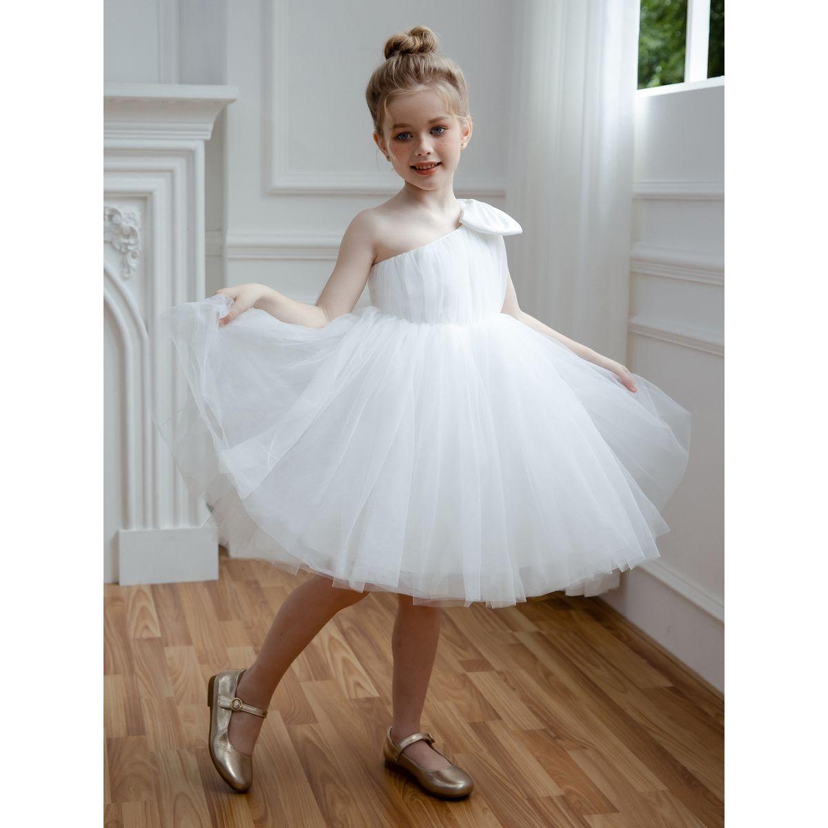 Take Two Bow-Knot One Shoulder Mesh Party Dress-girls-clothing-dressesandjumpsuits-image-1