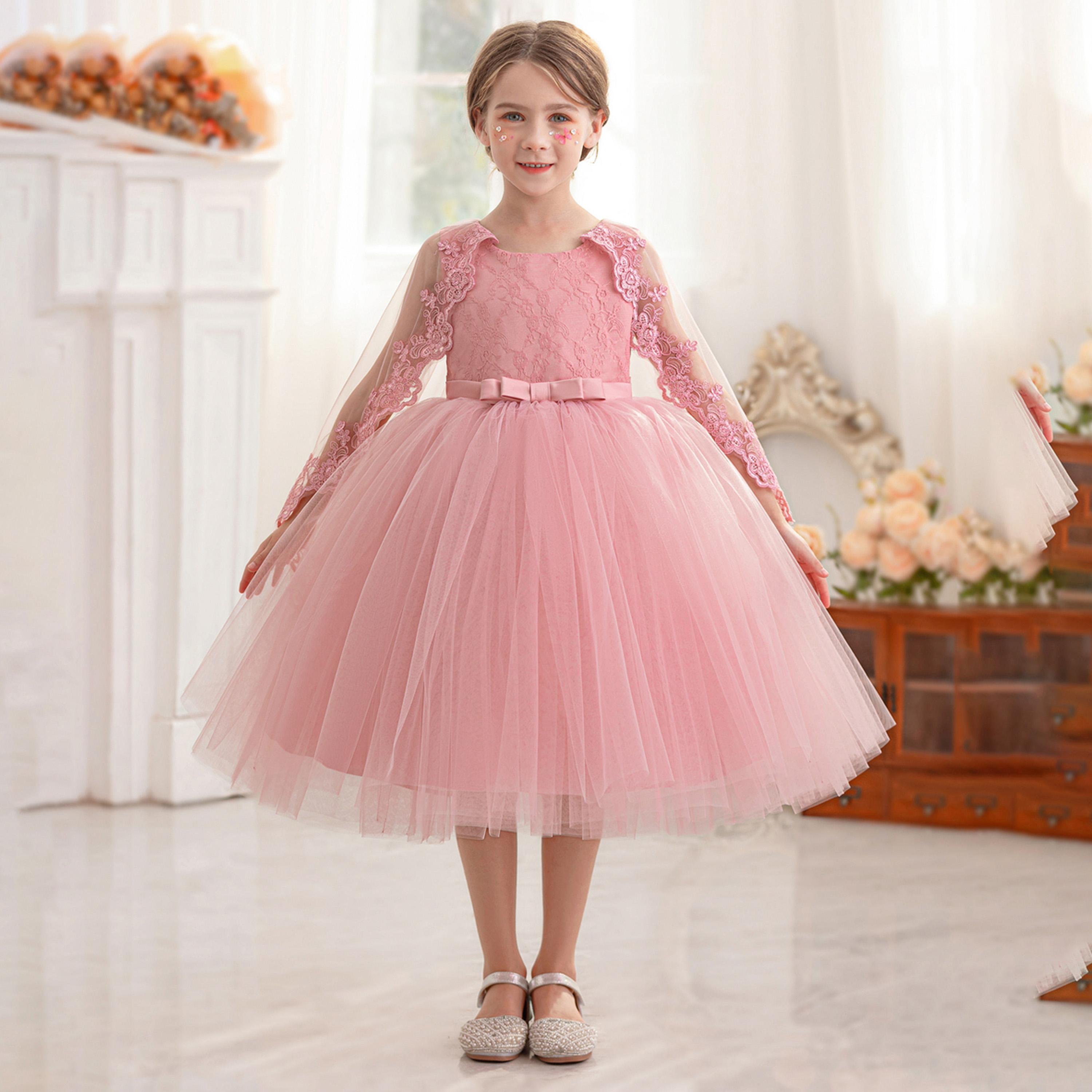 فستان بحافة واسعة وأكمام رداء بتفاصيل دانتيل-girls-clothing-dressesandjumpsuits-image-1