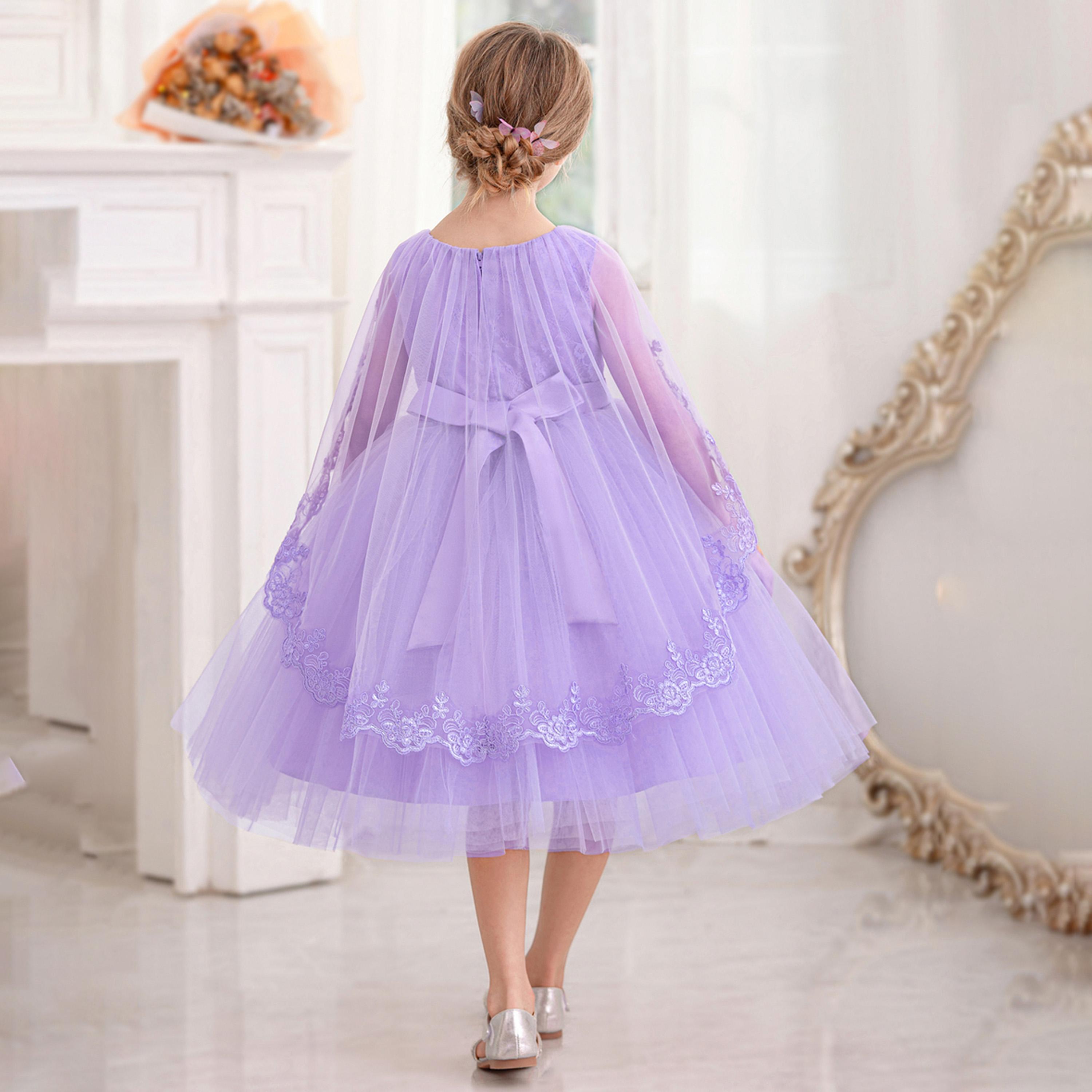 Take Two Lace Cape Sleeve Mesh Fit and Flare Dress-girls-clothing-dressesandjumpsuits-image-2