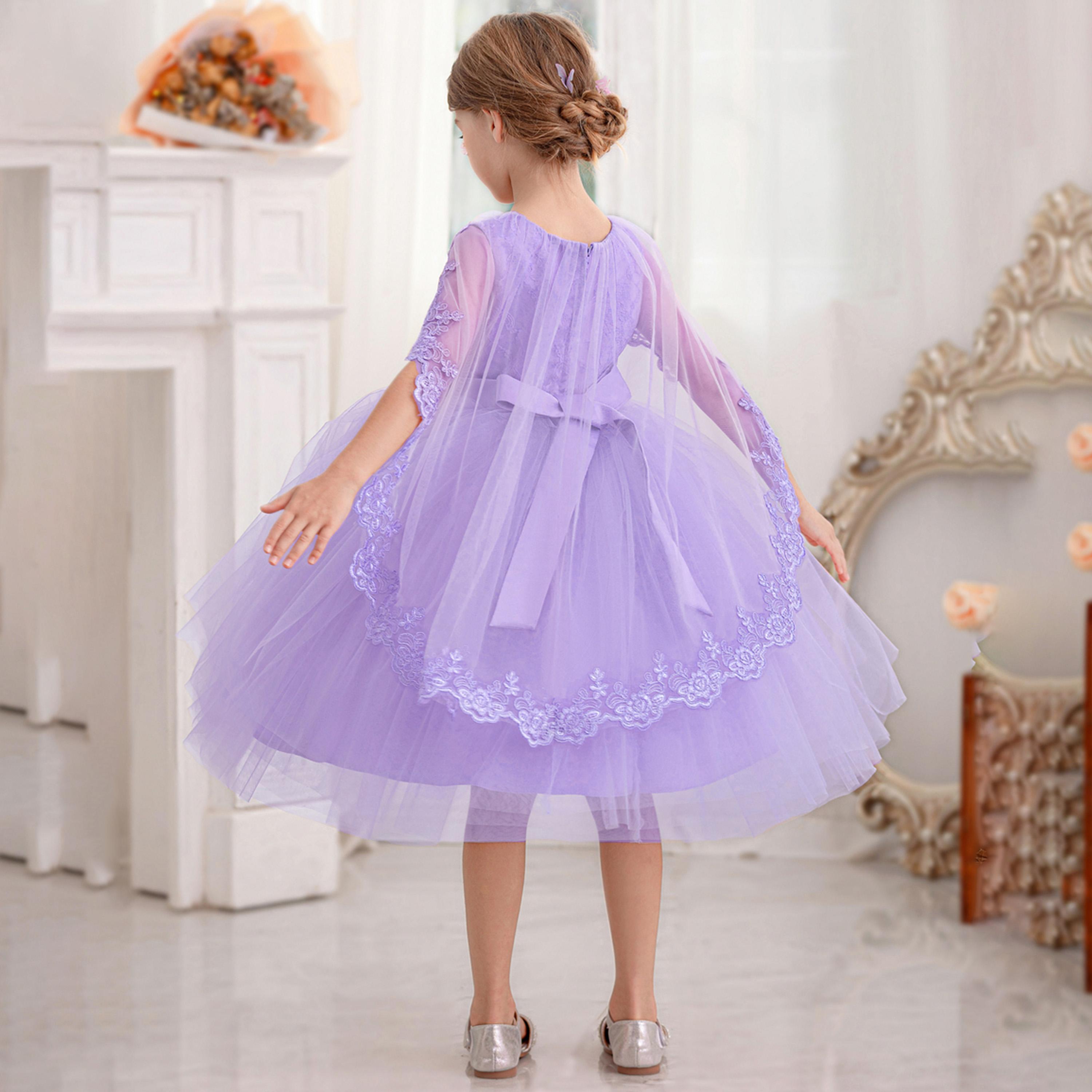 Take Two Lace Cape Sleeve Mesh Fit and Flare Dress-girls-clothing-dressesandjumpsuits-image-6