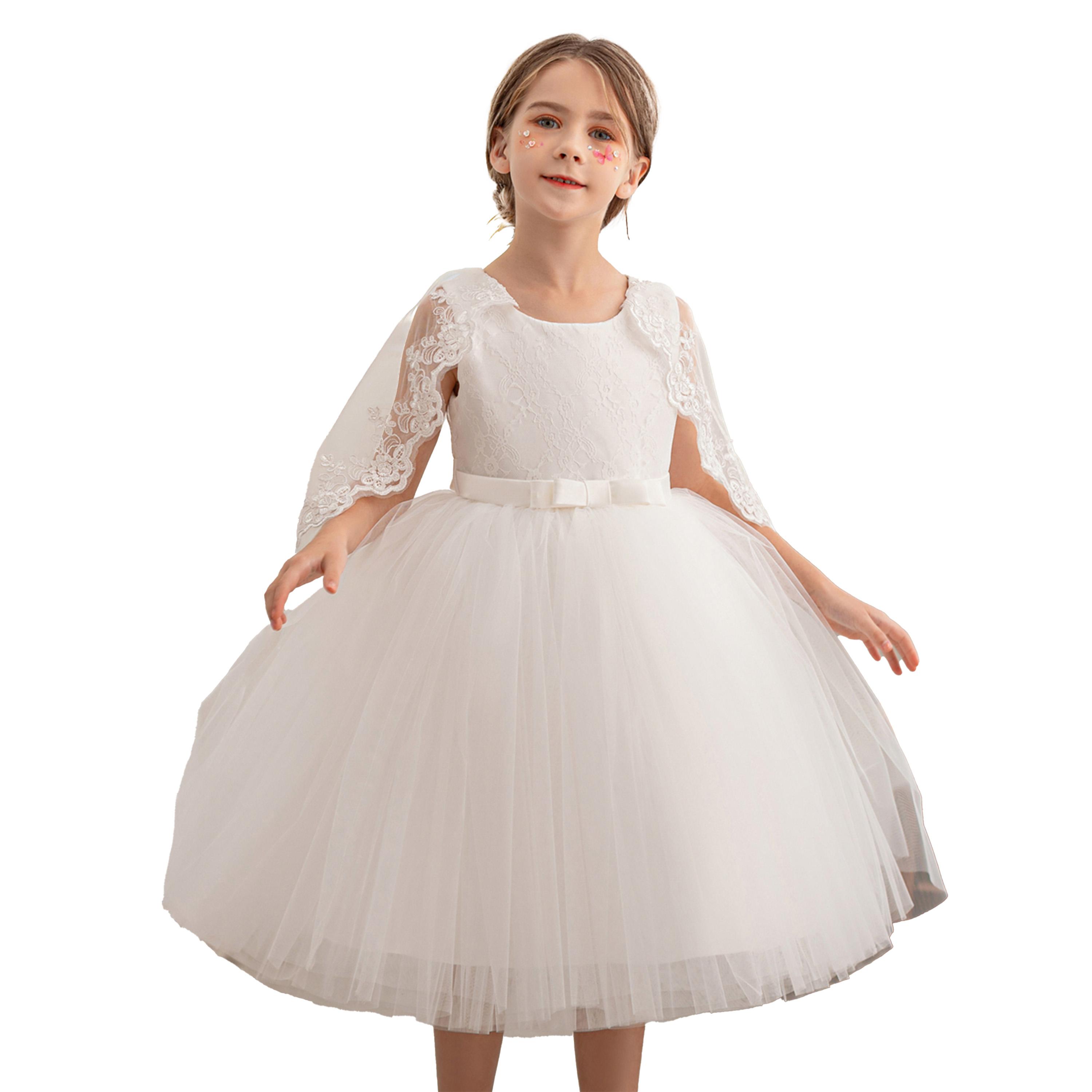 فستان بحافة واسعة وتفاصيل كشكش مع أكمام رداء-girls-clothing-dressesandjumpsuits-image-3