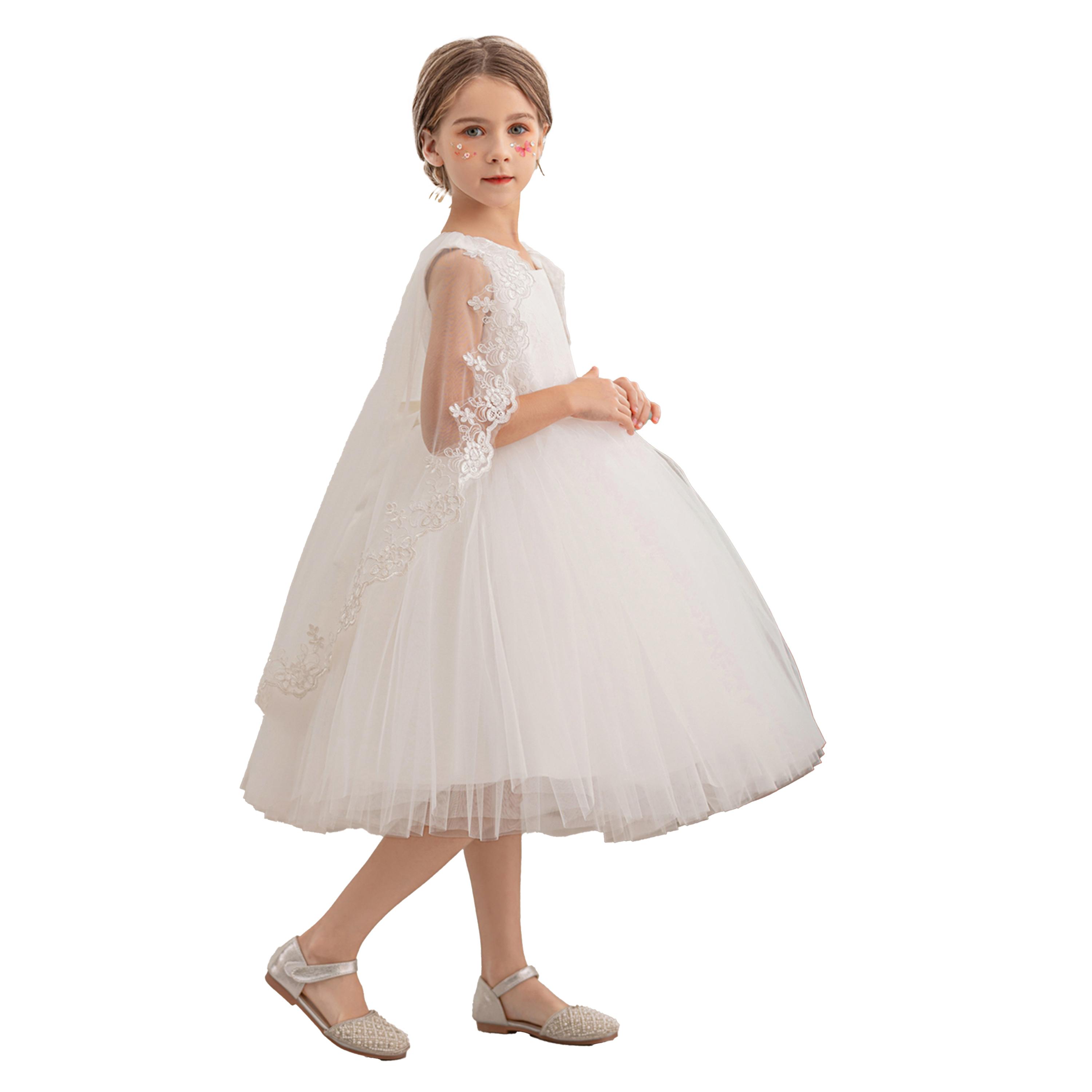 فستان بحافة واسعة وتفاصيل كشكش مع أكمام رداء-girls-clothing-dressesandjumpsuits-image-6