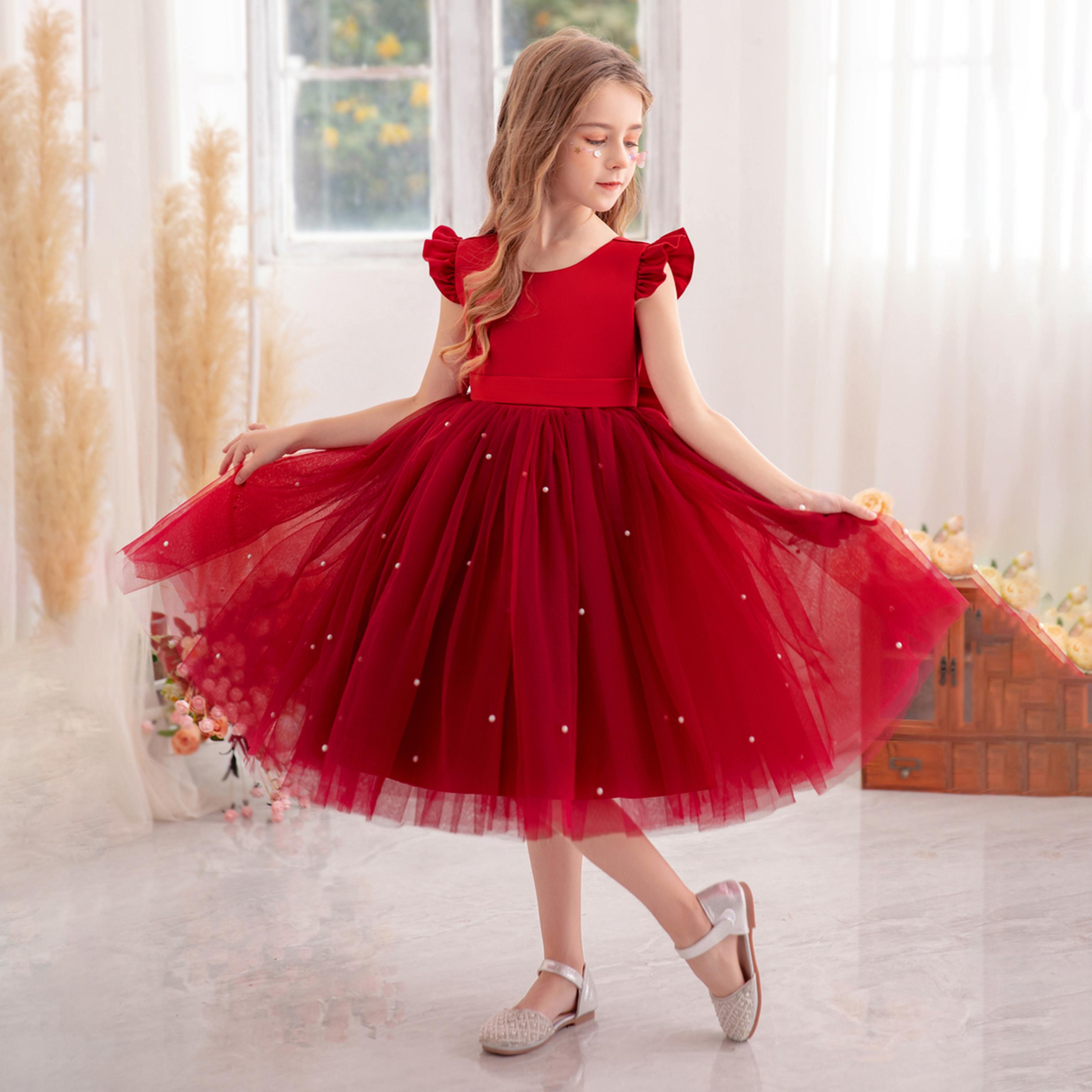 فستان بحافة واسعة وياقة دائرية مع كشكش-girls-clothing-dressesandjumpsuits-image-1