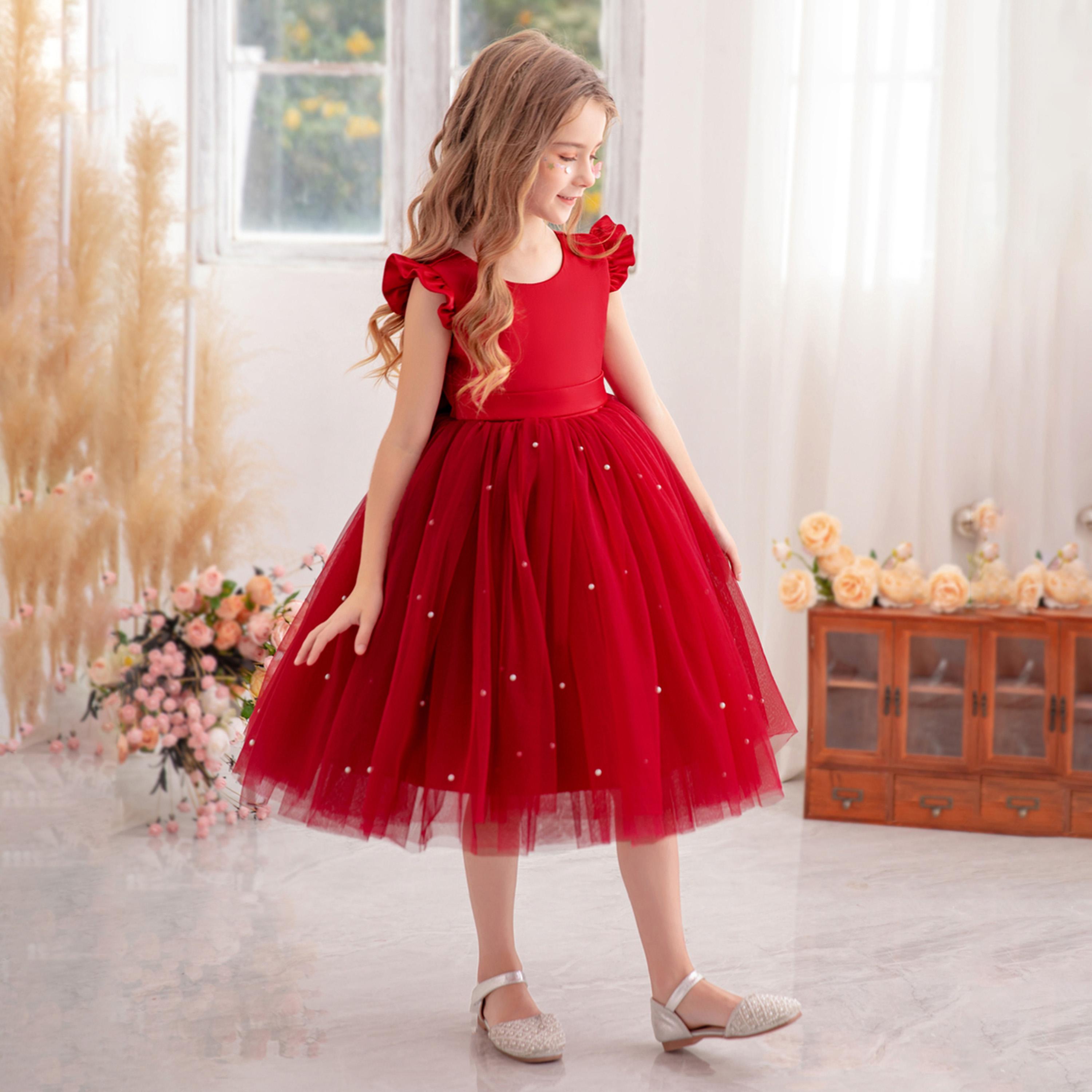 فستان بحافة واسعة وياقة دائرية مع كشكش-girls-clothing-dressesandjumpsuits-image-6