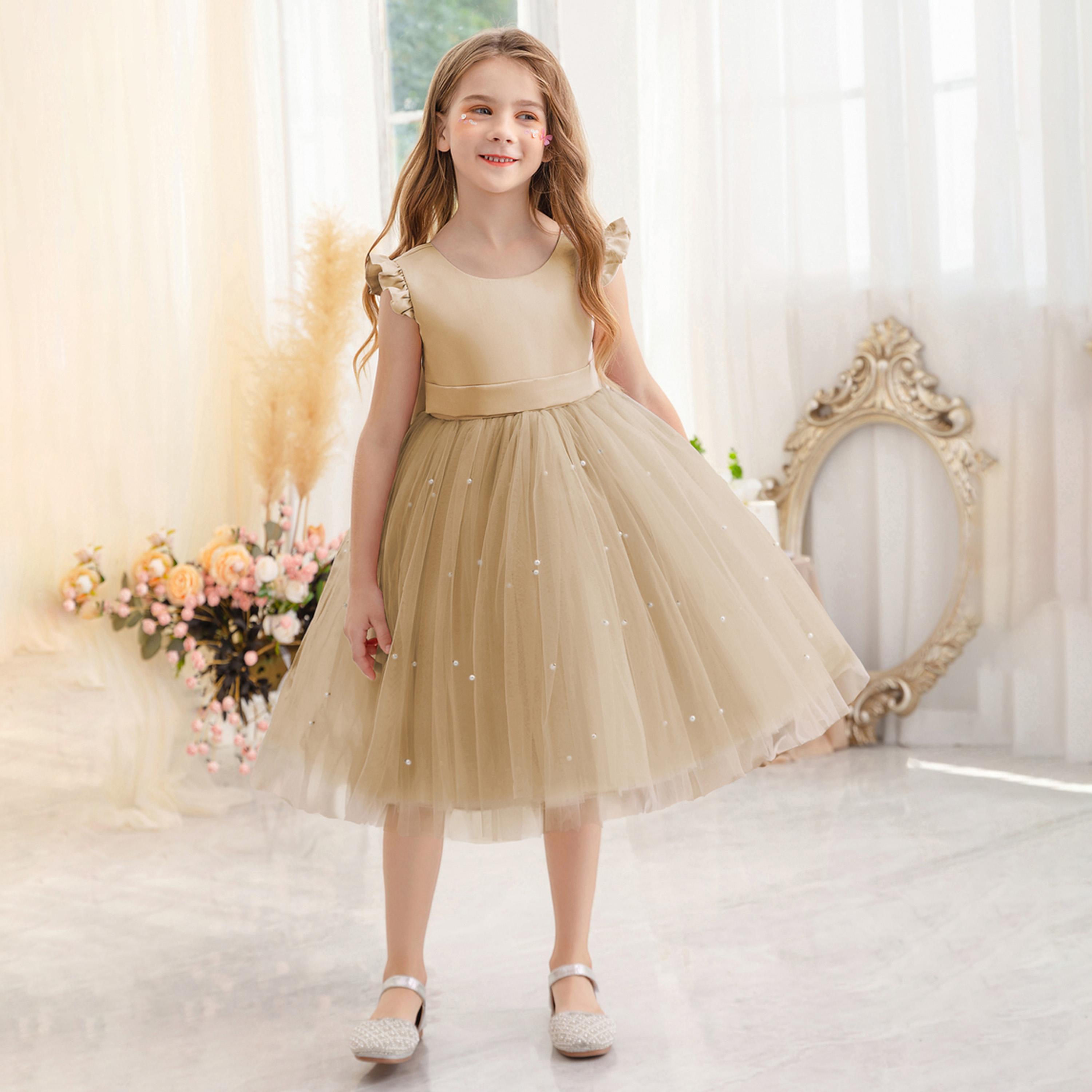 فستان بحافة واسعة وياقة دائرية مع كشكش-girls-clothing-dressesandjumpsuits-image-1