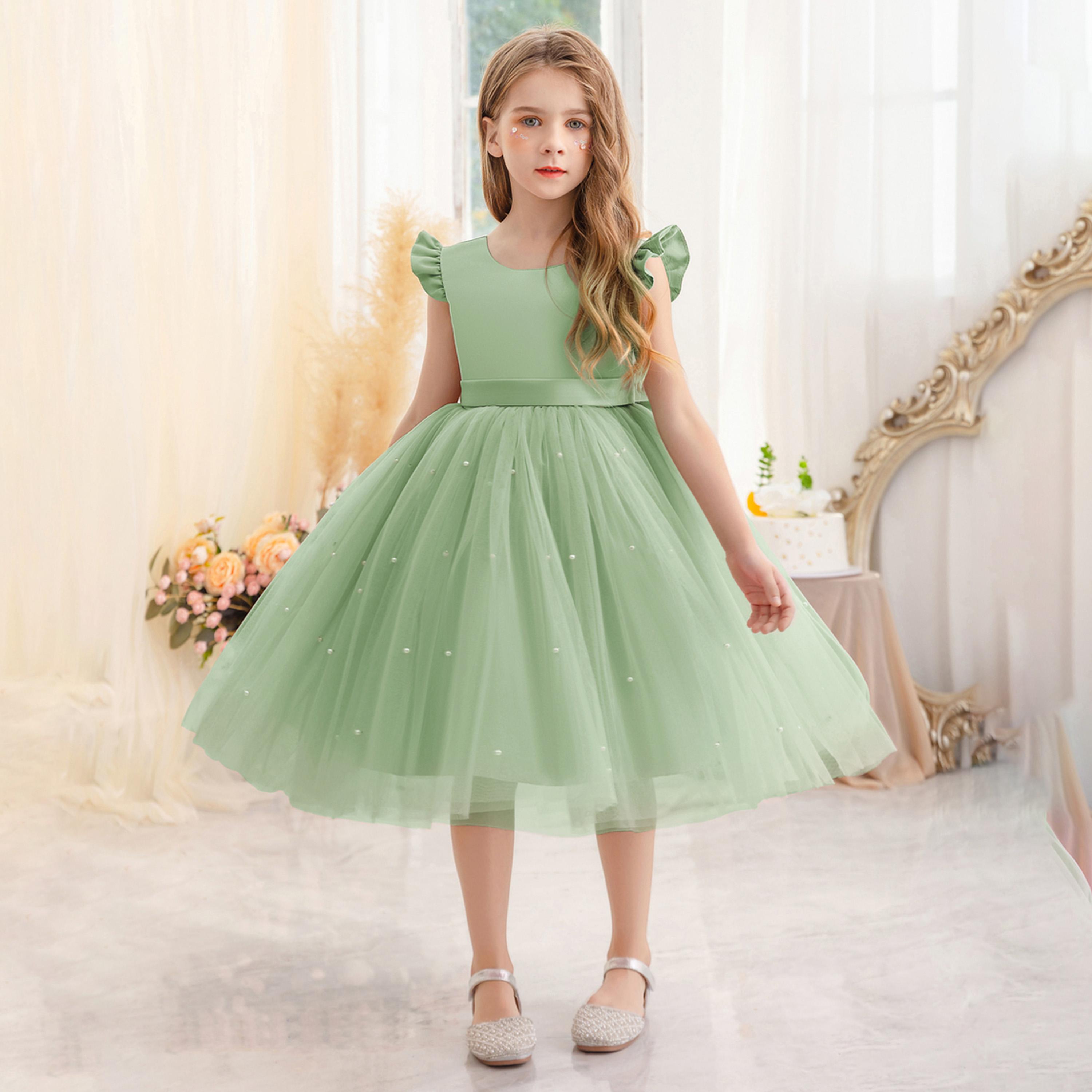 فستان بحافة واسعة وياقة دائرية مع كشكش-girls-clothing-dressesandjumpsuits-image-1
