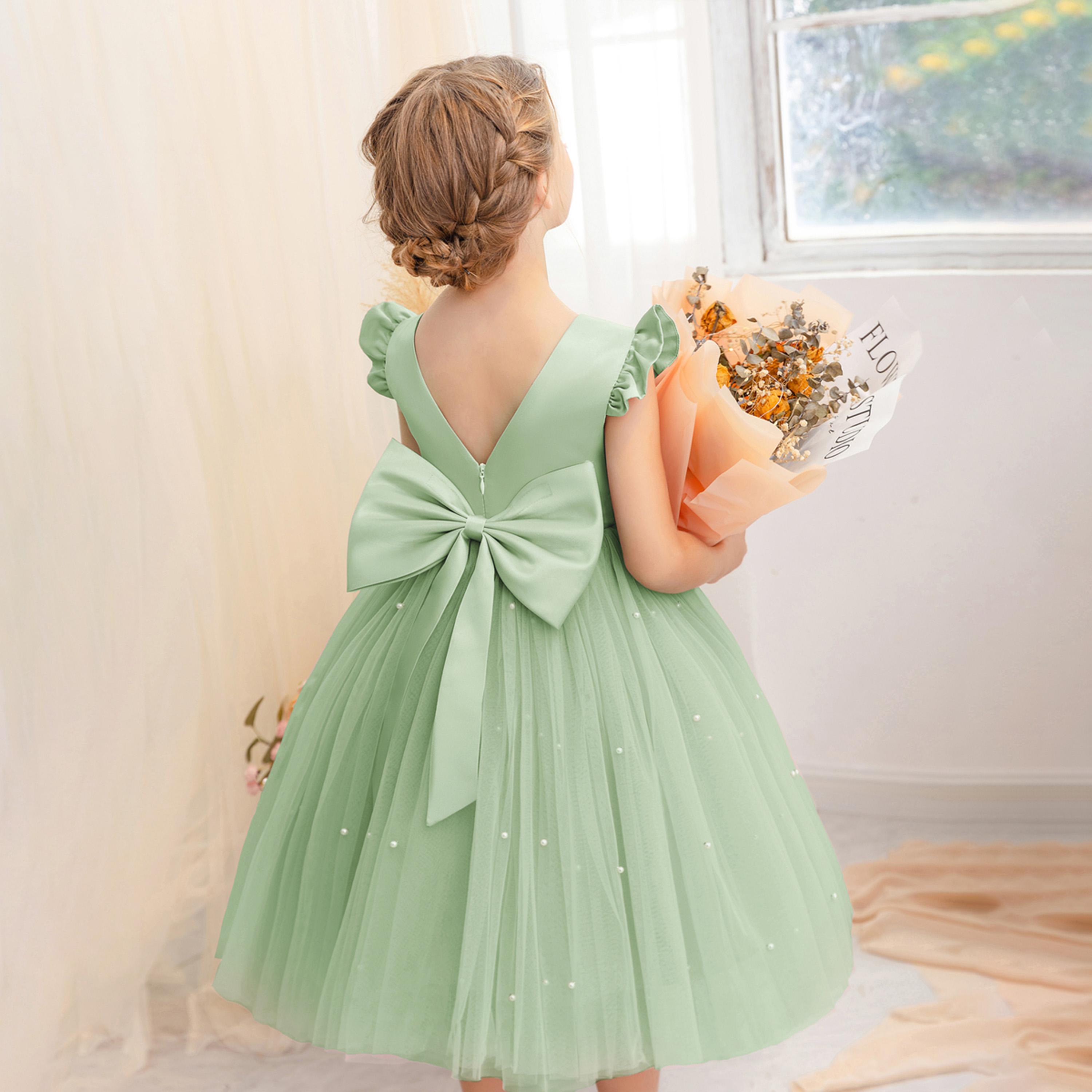 Take Two Ruffled Mesh Pearls Detail Fit and Flare Dress-girls-clothing-dressesandjumpsuits-image-2