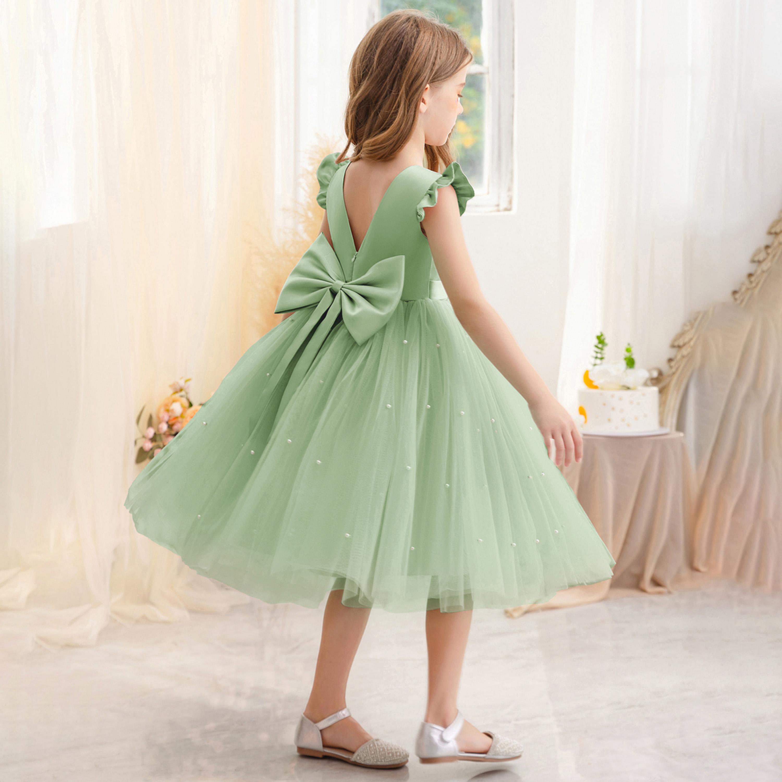 Take Two Ruffled Mesh Pearls Detail Fit and Flare Dress-girls-clothing-dressesandjumpsuits-image-3