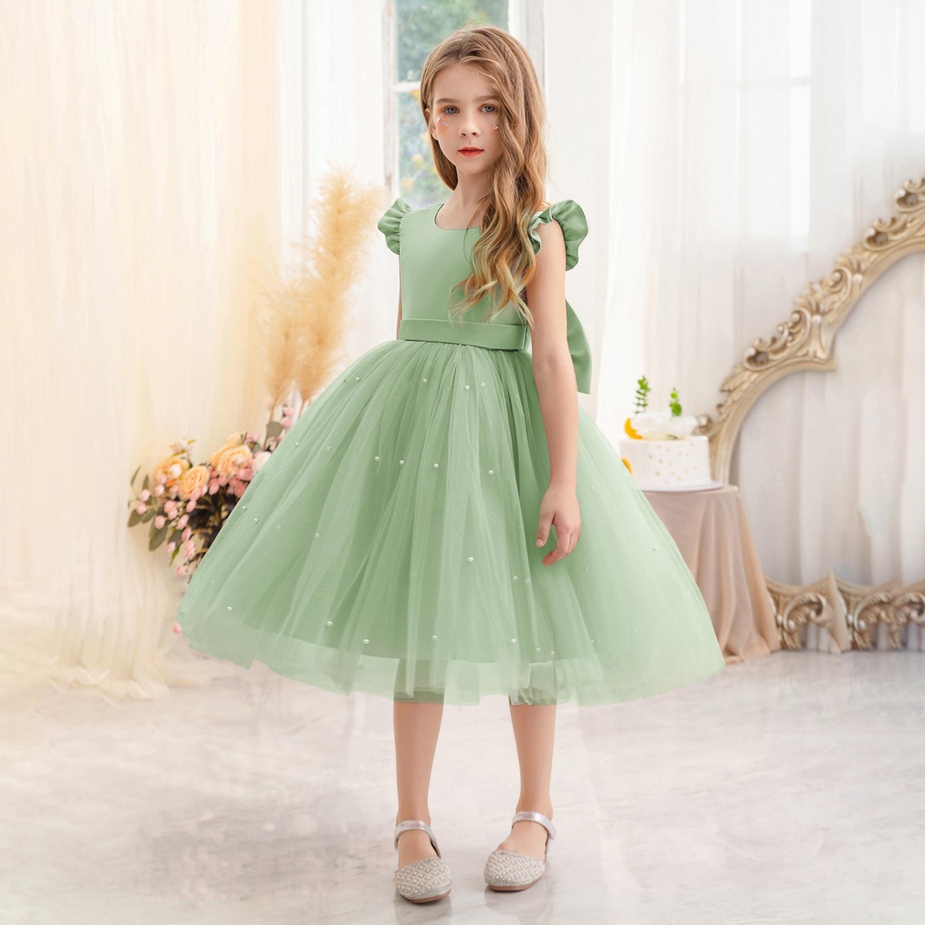 فستان بحافة واسعة وياقة دائرية مع كشكش-girls-clothing-dressesandjumpsuits-image-5
