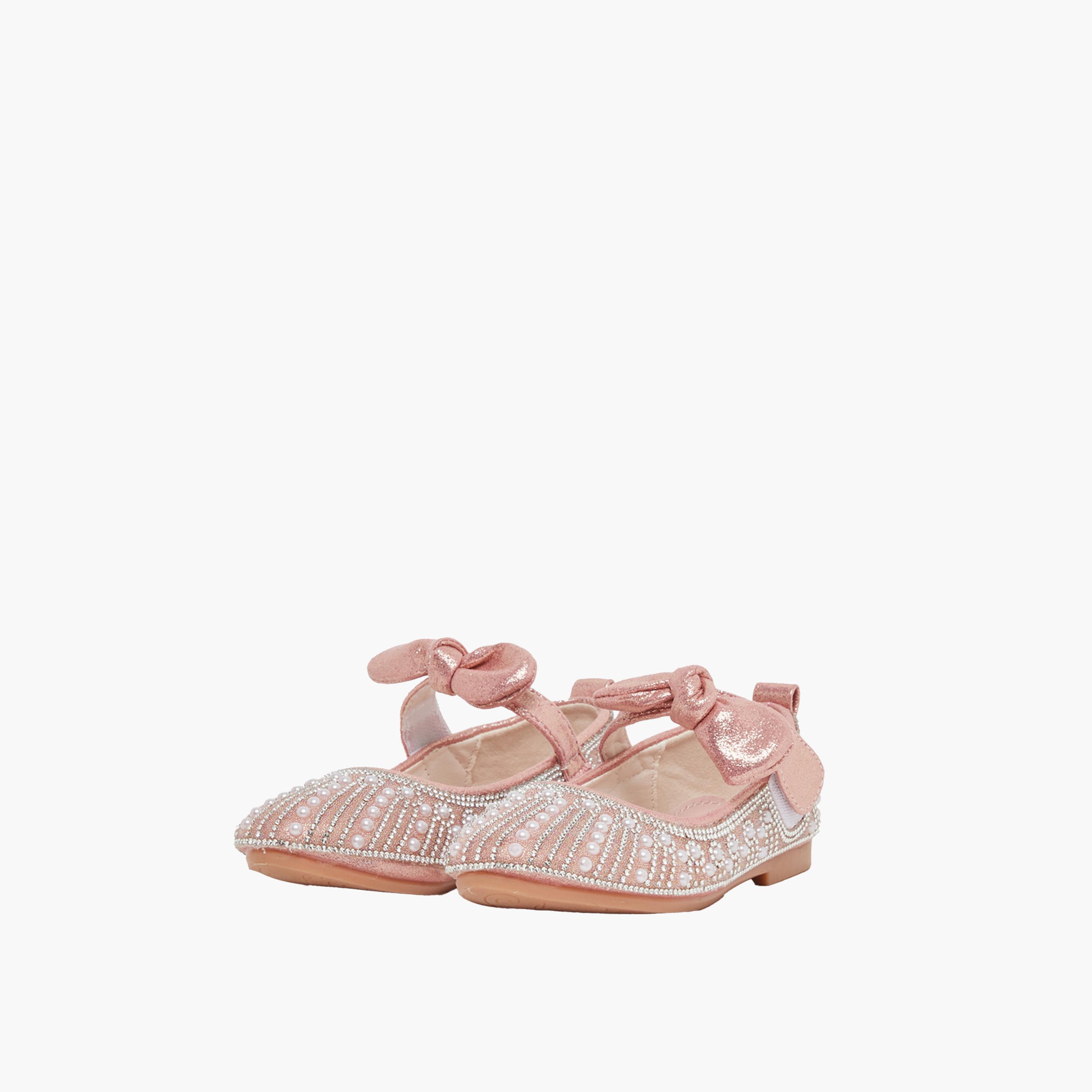 Styli Embellished Bow Detail Ballerina Shoes-girls-shoes-ballerinas-image-1