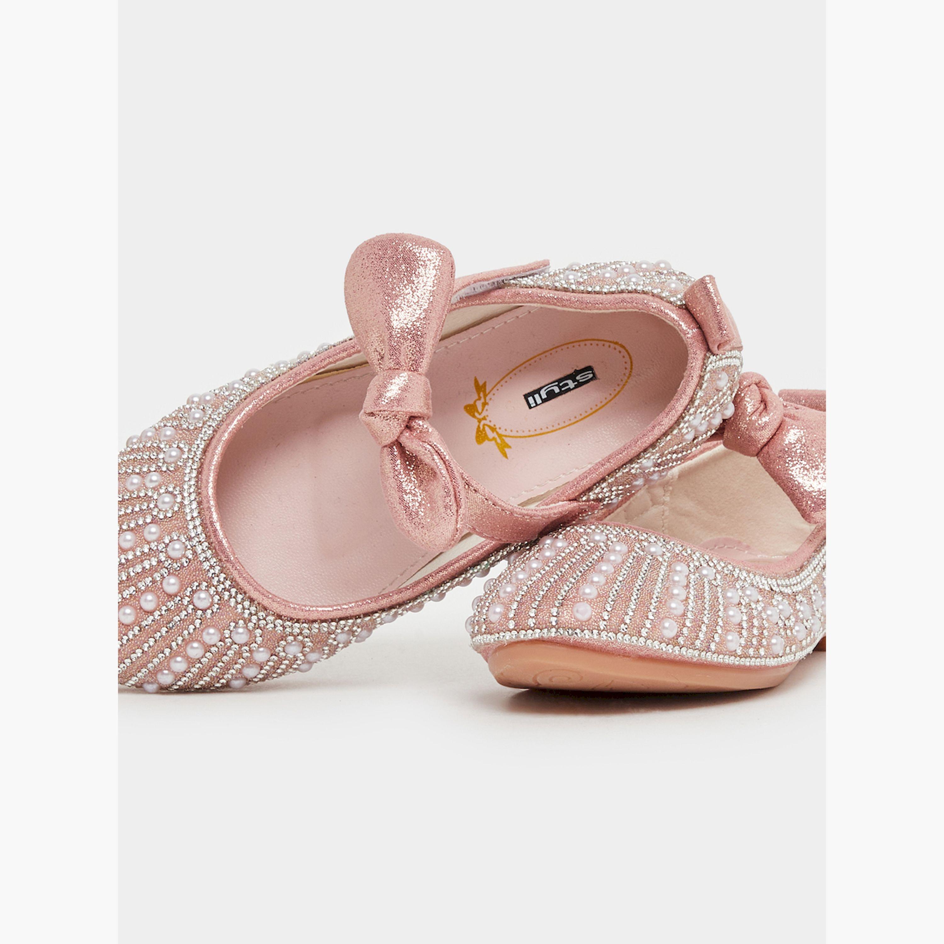 Styli Embellished Bow Detail Ballerina Shoes-girls-shoes-ballerinas-image-3