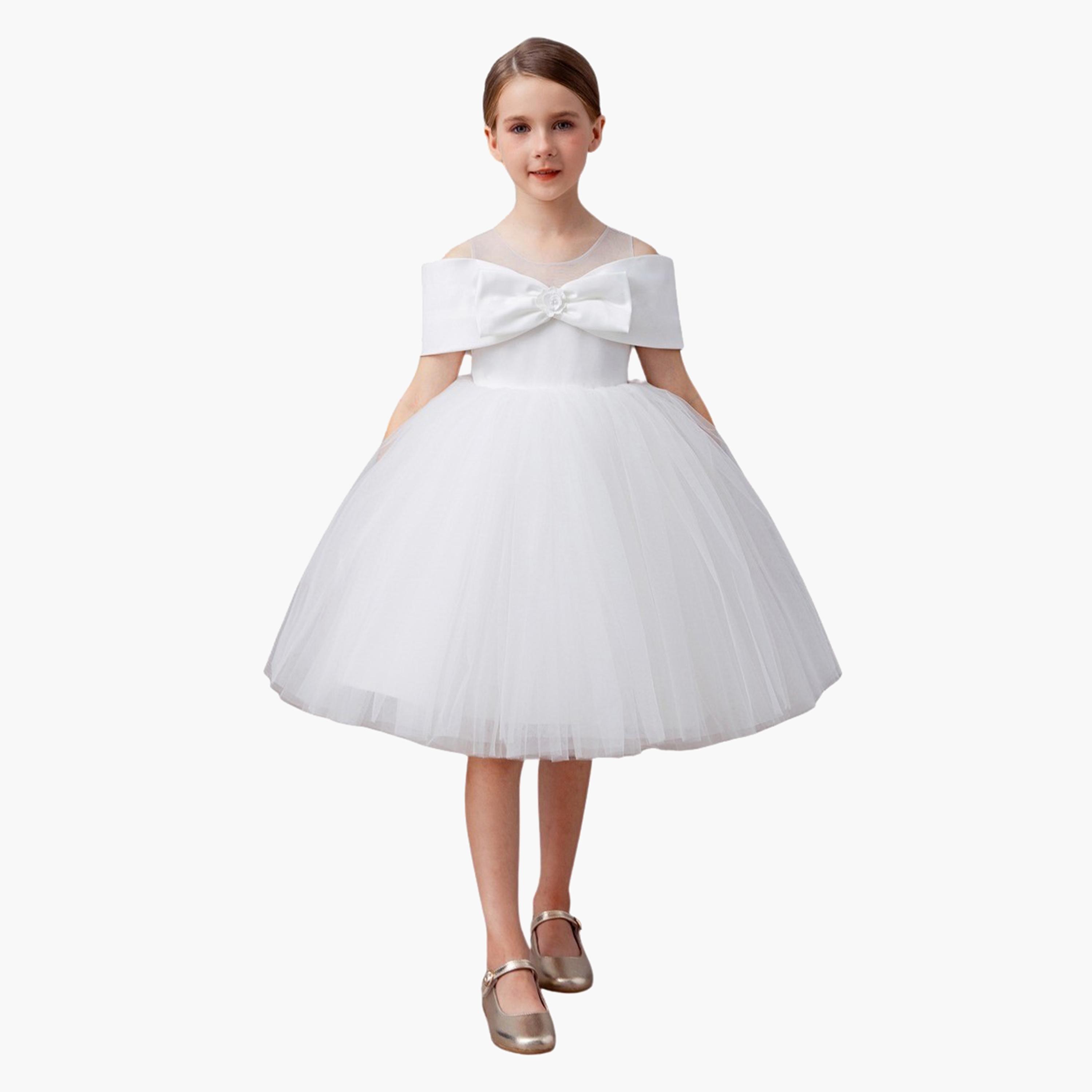 Styli Floral Bow Mesh Skater Midi Dress-girls-clothing-dressesandjumpsuits-image-2