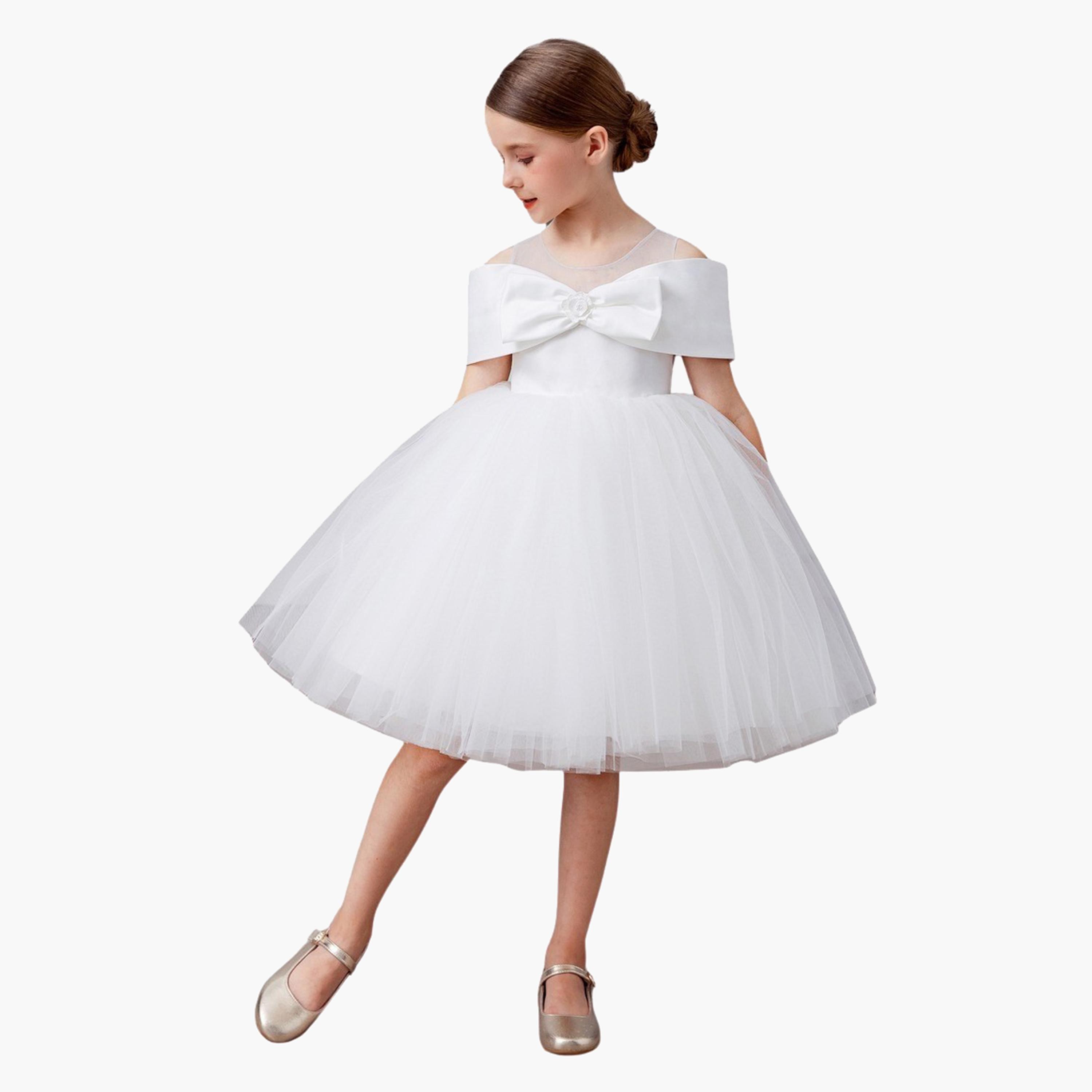 Styli Floral Bow Mesh Skater Midi Dress-girls-clothing-dressesandjumpsuits-image-3