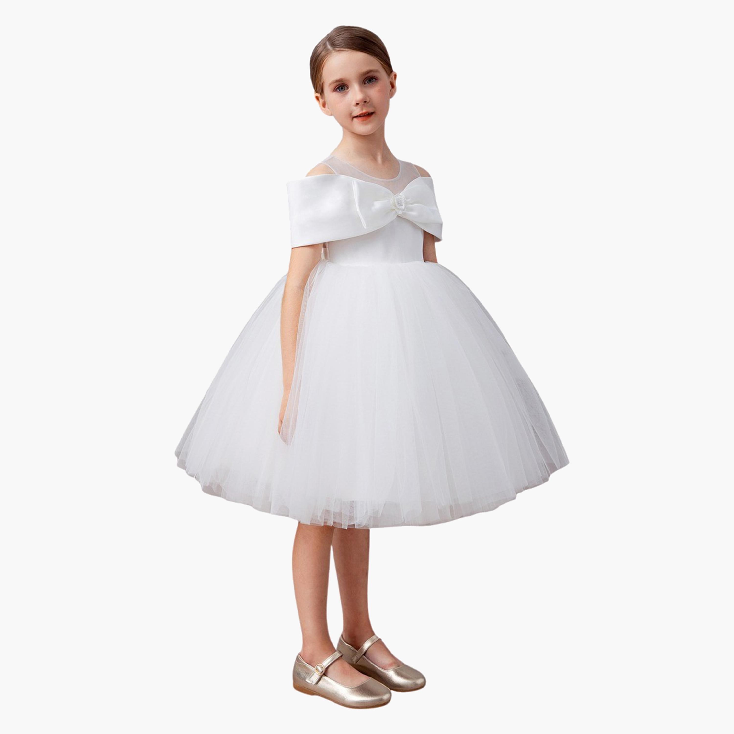 ستايلي - فستان ميدي شبكي مزين بفيونكة-girls-clothing-dressesandjumpsuits-image-4