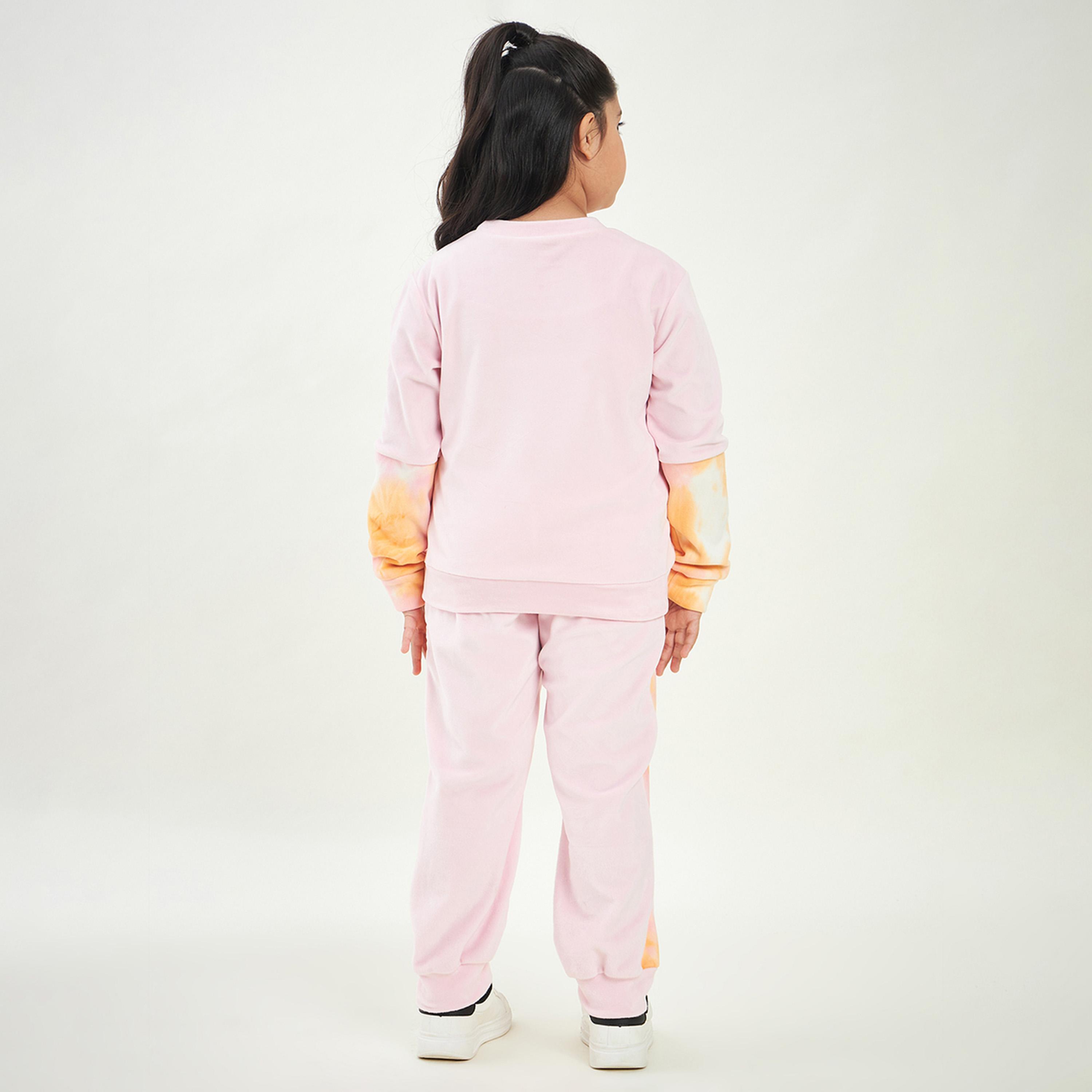 ستايلو باغ × ستايلي - سويت شيرت بناتي مطبوع مع بنطال رياضي - وردي-girls-clothing-setsandcoords-image-5