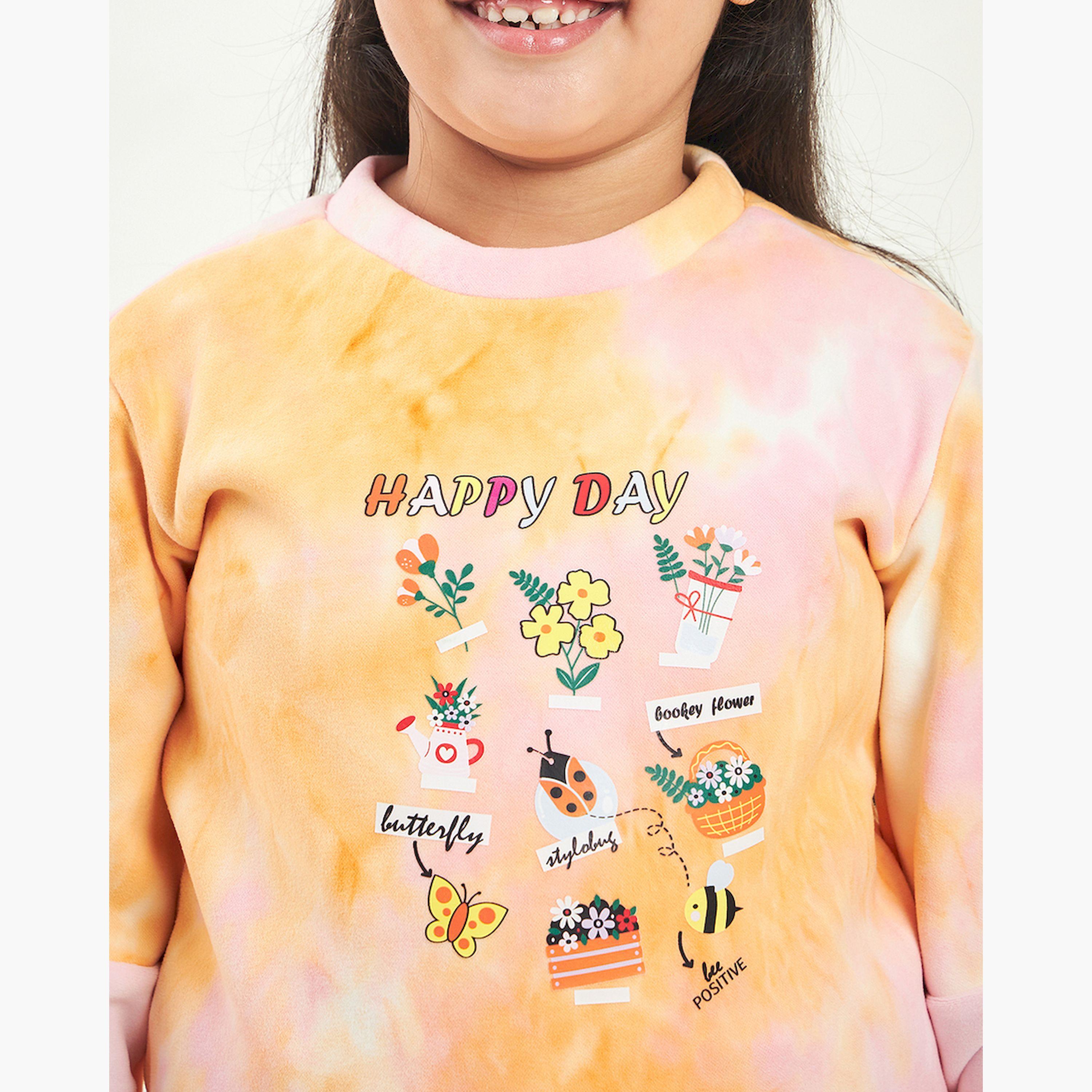 Stylo Bug X Styli Girls Ankle Length Placement print Sweat Shirt With Track Pant - Pink-girls-clothing-setsandcoords-image-6