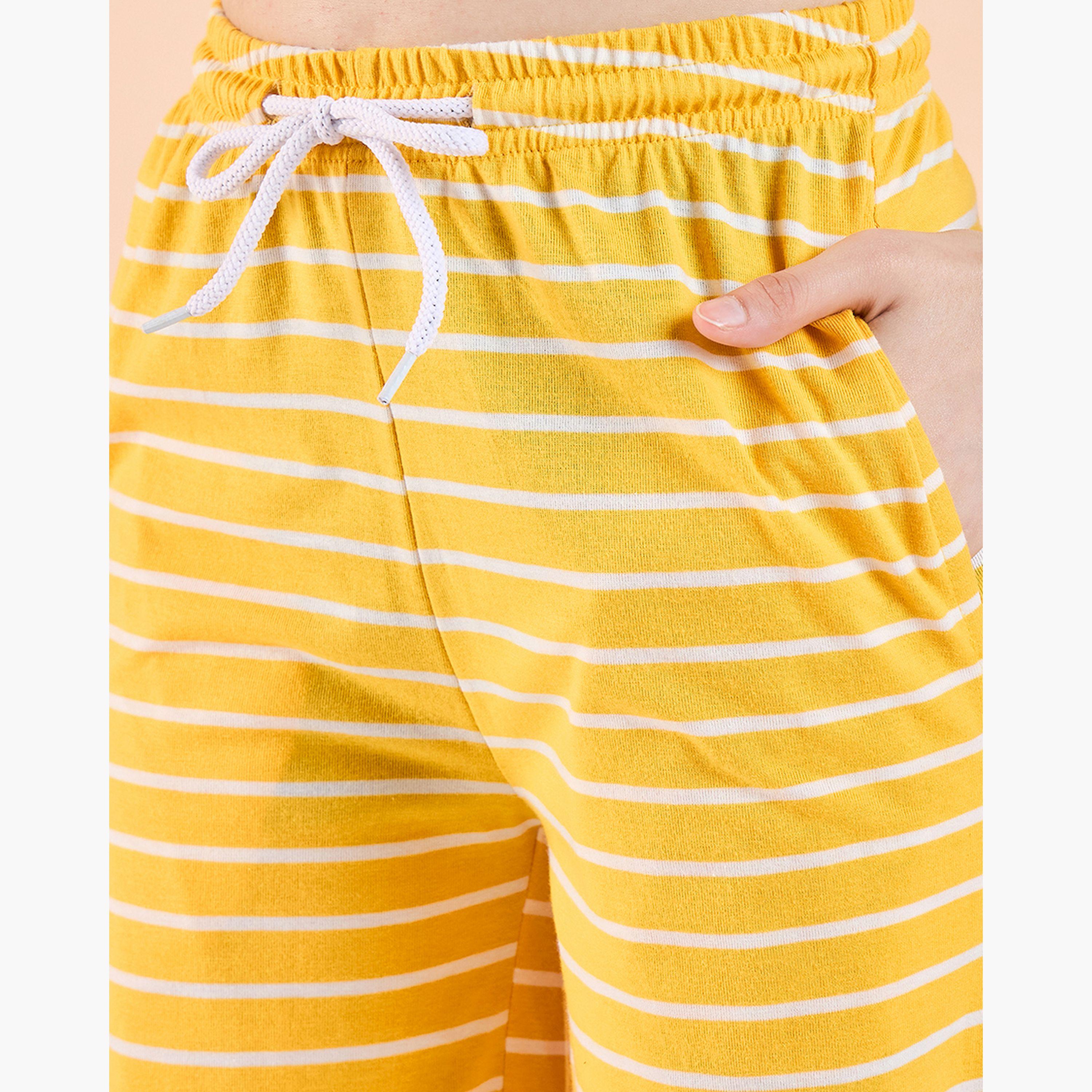 Stylo Bug X Styli Girls Ankle Length All over Print T-shirt With Track Pant - Yellow-girls-clothing-setsandcoords-image-7