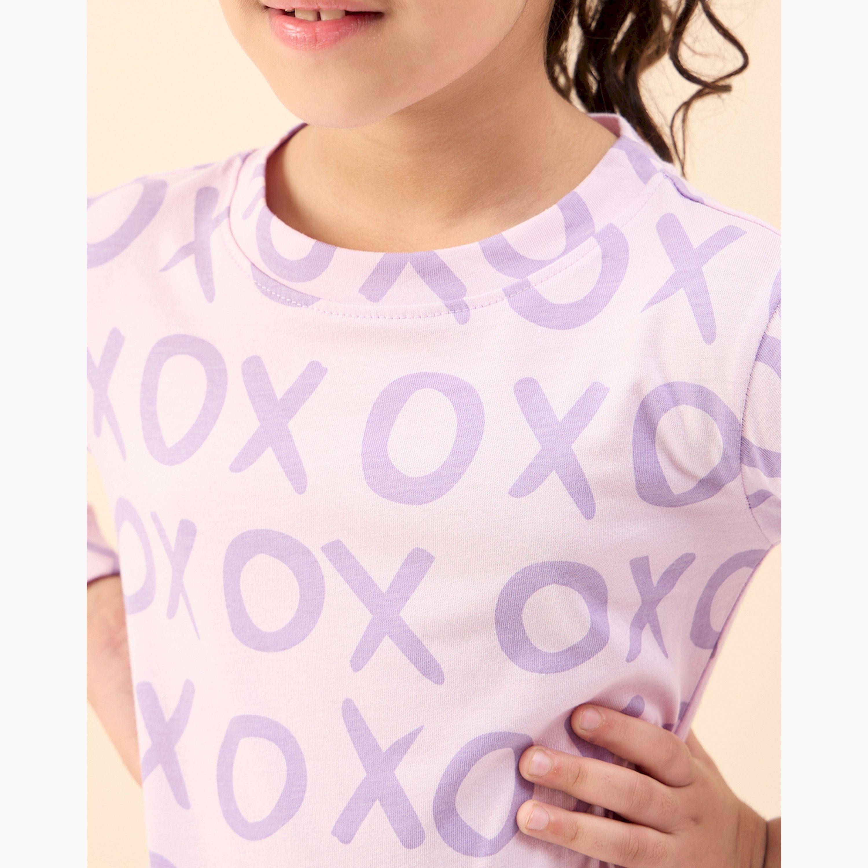 Stylo Bug X Styli Girls Ankle Length Printed T-shirt With Track Pant - Lavender-girls-clothing-setsandcoords-image-5