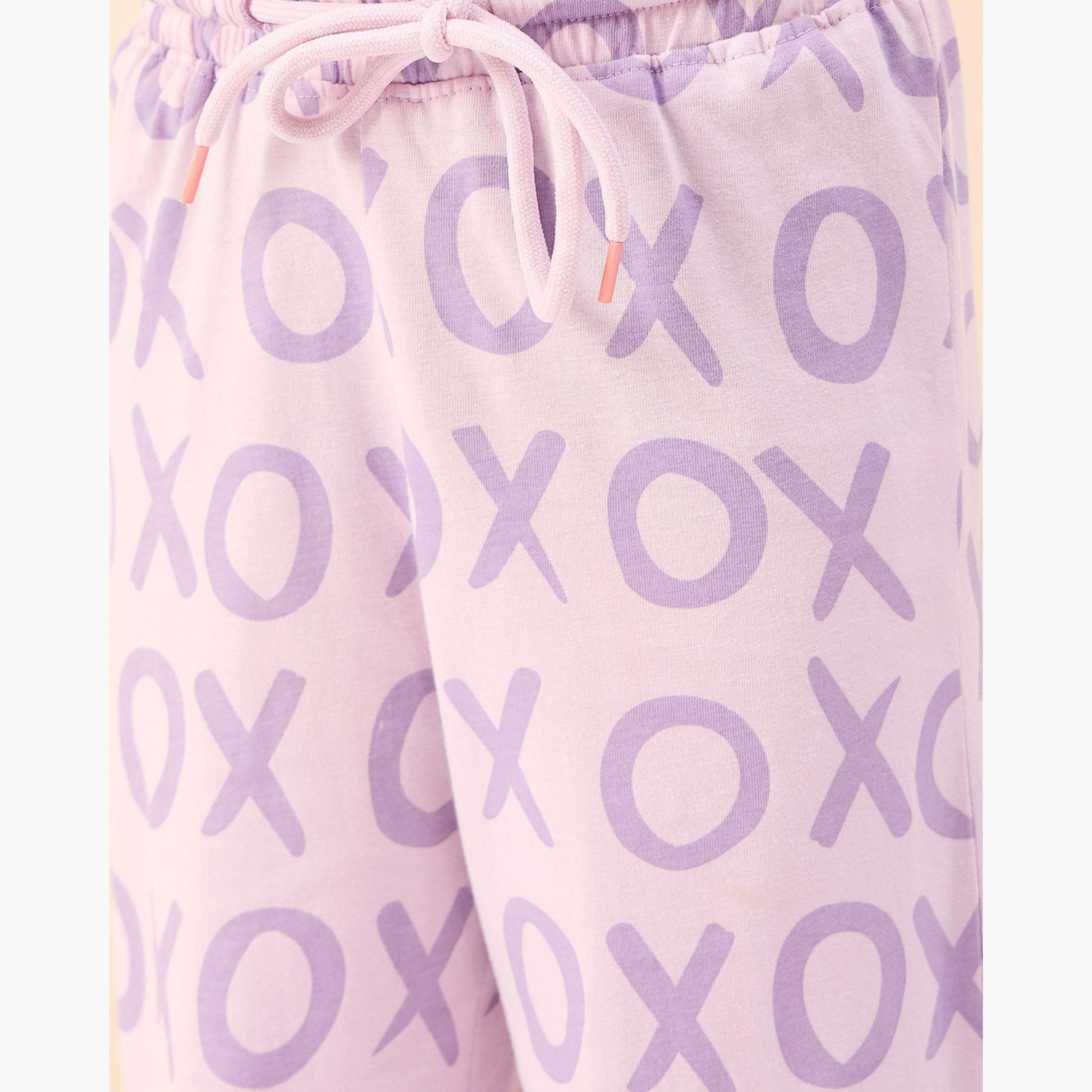 Stylo Bug X Styli Girls Ankle Length Printed T-shirt With Track Pant - Lavender-girls-clothing-setsandcoords-image-6