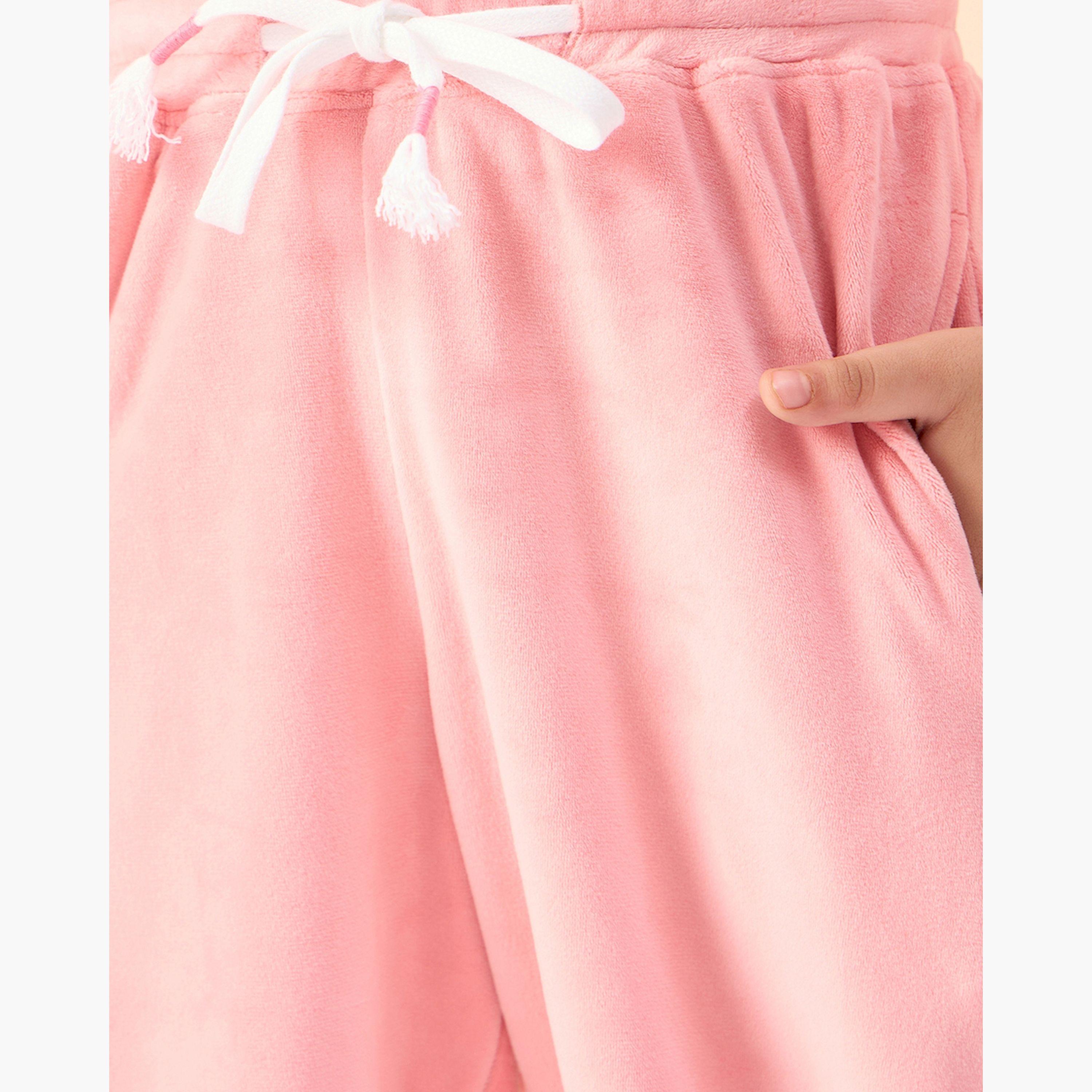 ستايلو باغ × ستايلي - تي شيرت بناتي سادة مع بنطال رياضي بطول الكاحل - الخوخ-girls-clothing-setsandcoords-image-6