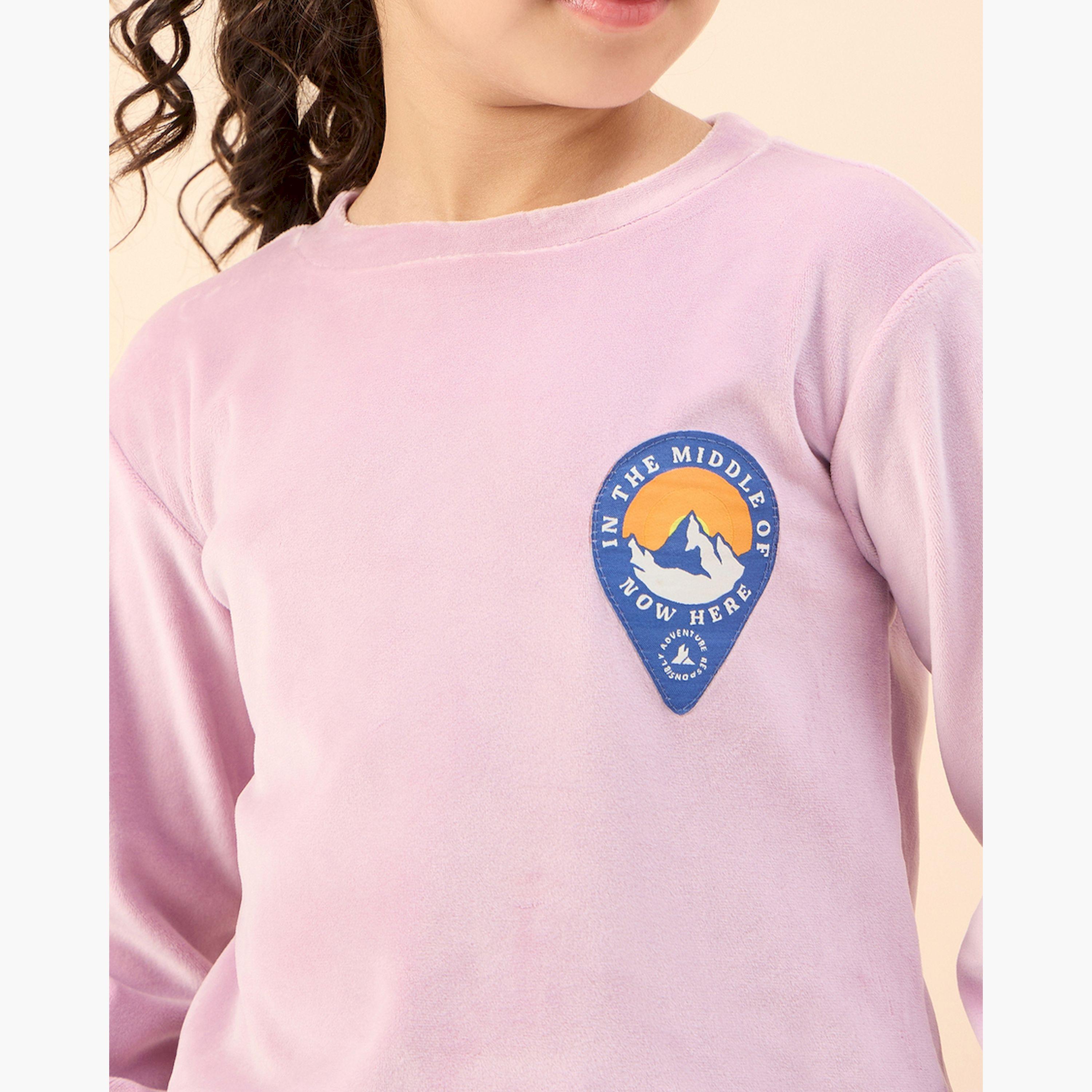 Stylo Bug X Styli Girls Ankle Length Solid T-shirt With Track Pant - Lavender-girls-clothing-setsandcoords-image-5
