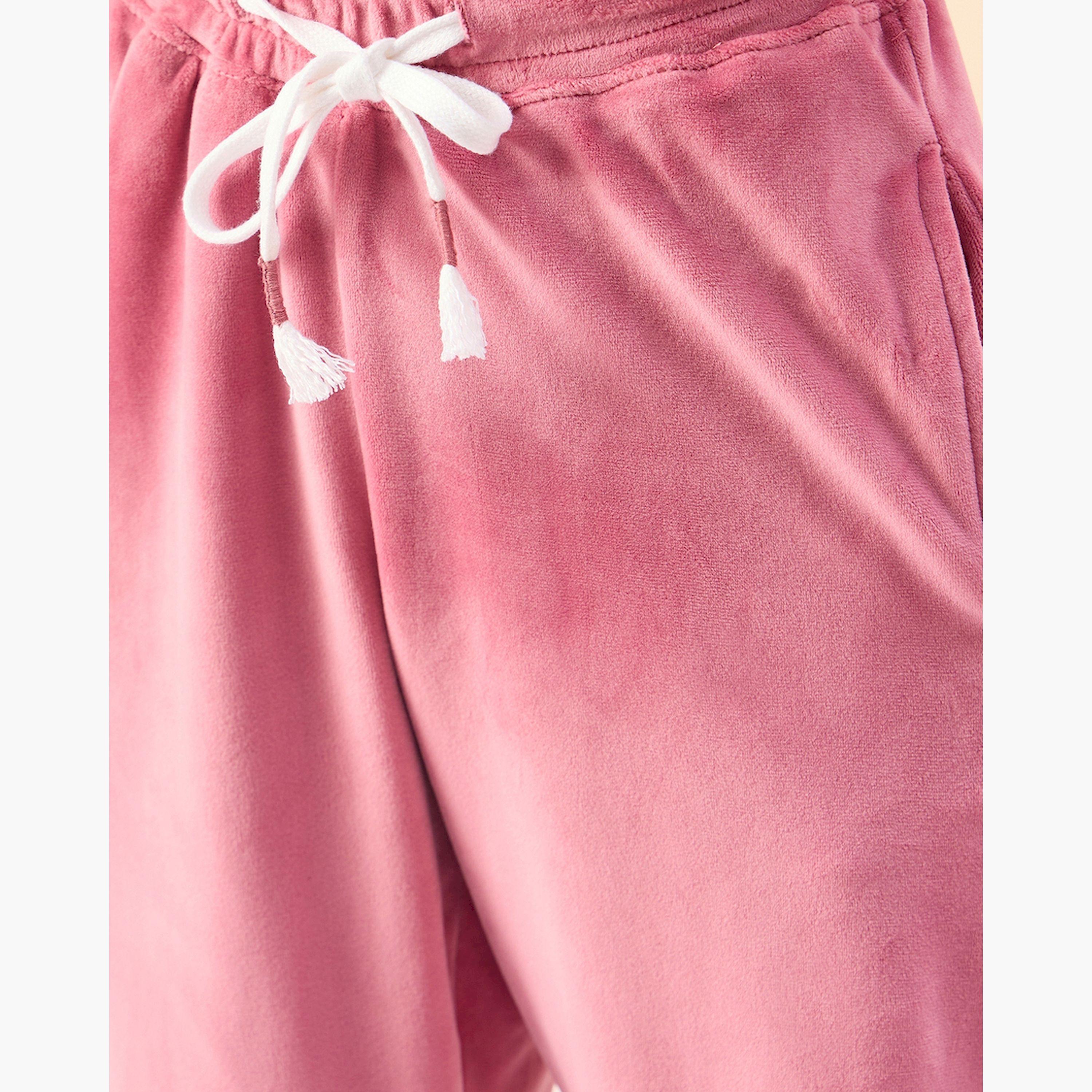 ستايلو باغ × ستايلي - تي شيرت بناتي سادة مع بنطال رياضي بطول الكاحل - وردي-girls-clothing-setsandcoords-image-6