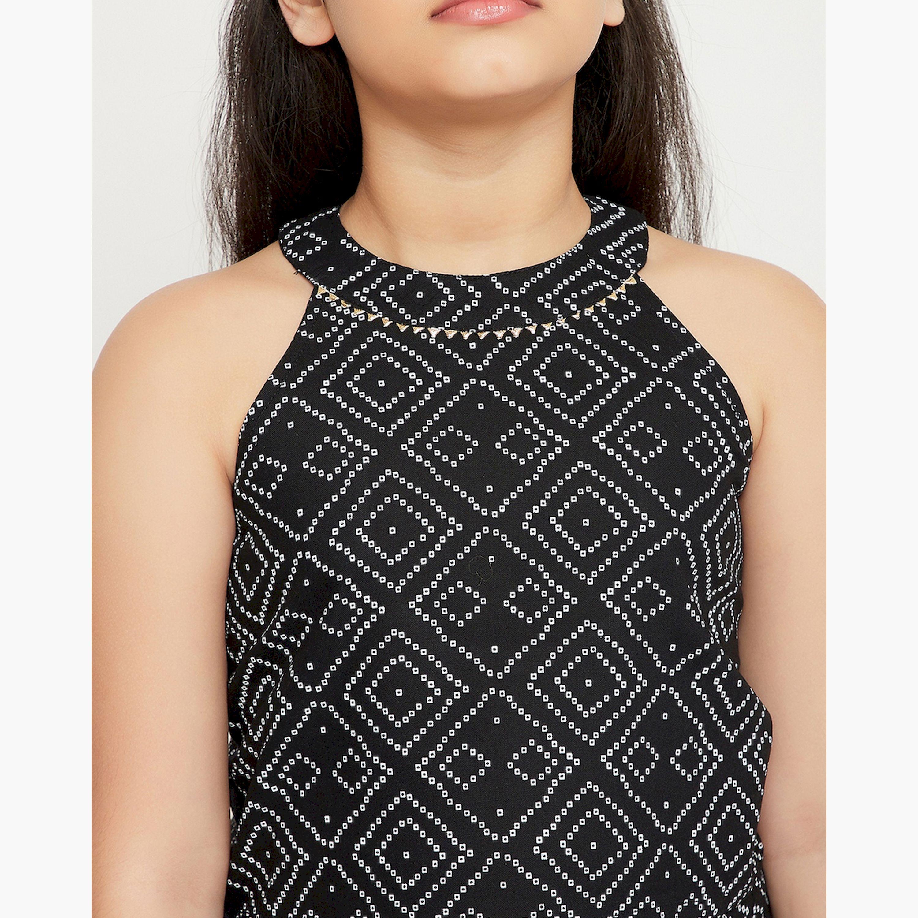 Stylo Bug X Styli Girls Ankle Length Printed Top with Sharara - Black-girls-clothing-setsandcoords-image-6