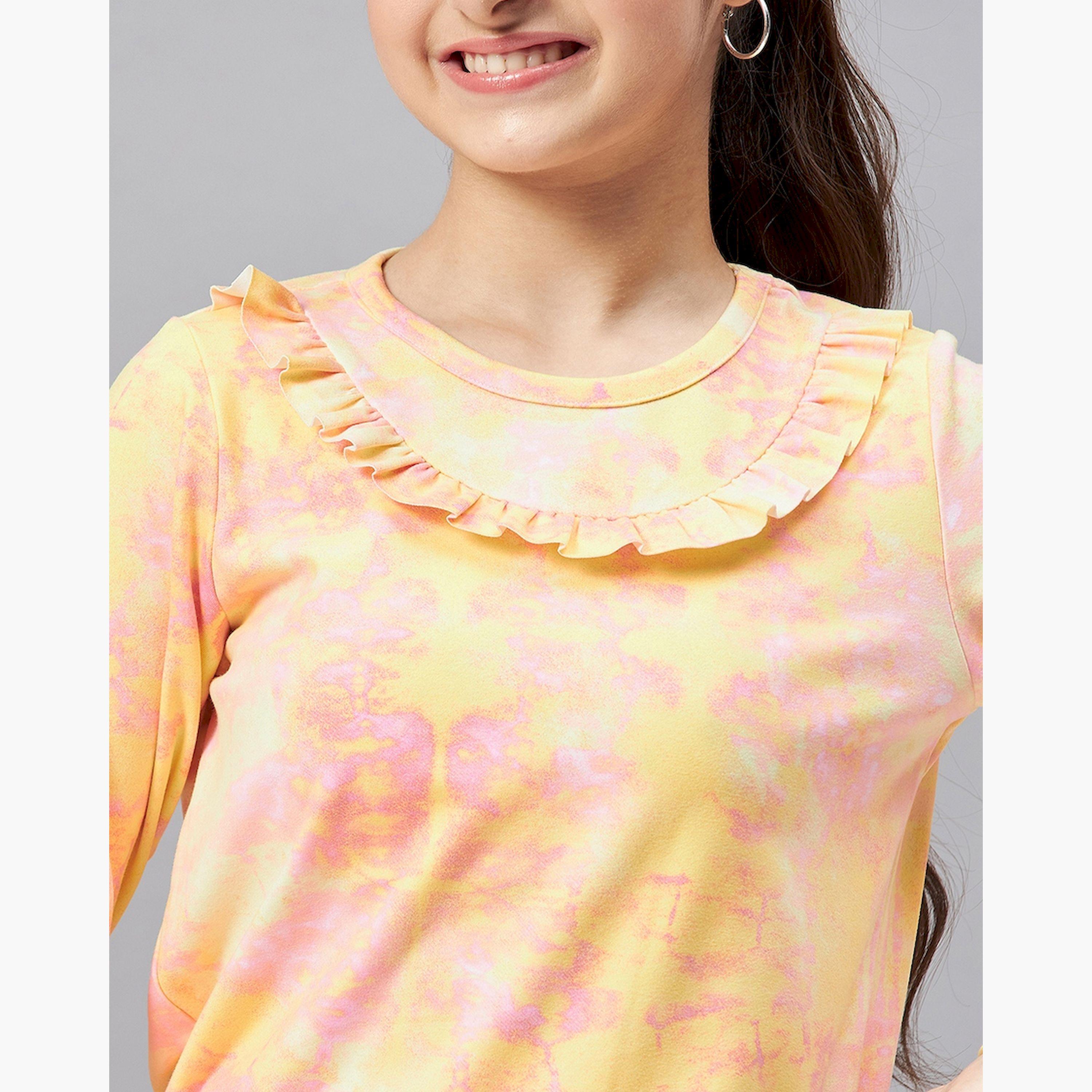 Stylo Bug X Styli Girls Ankle Length Printed Sweat Shirt With Track Pant - Yellow-girls-clothing-setsandcoords-image-6