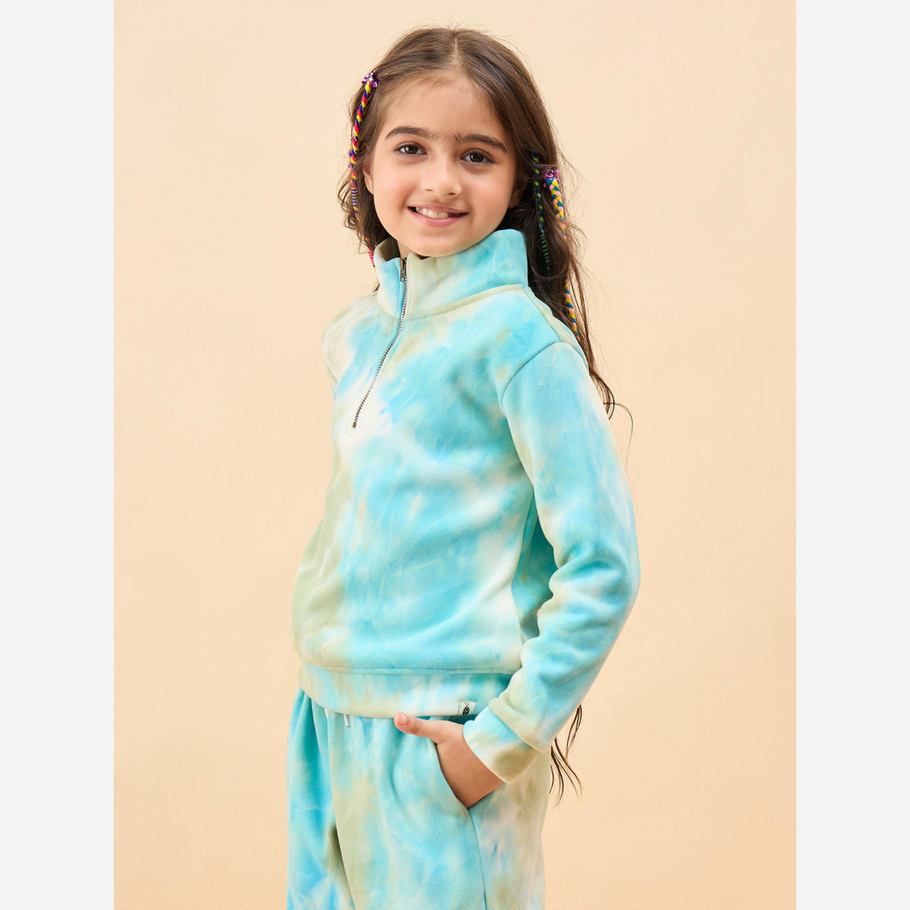 Stylo Bug Girls Blue Tie-Dye Sweatshirt-girls-clothing-sweatshirts-image-3