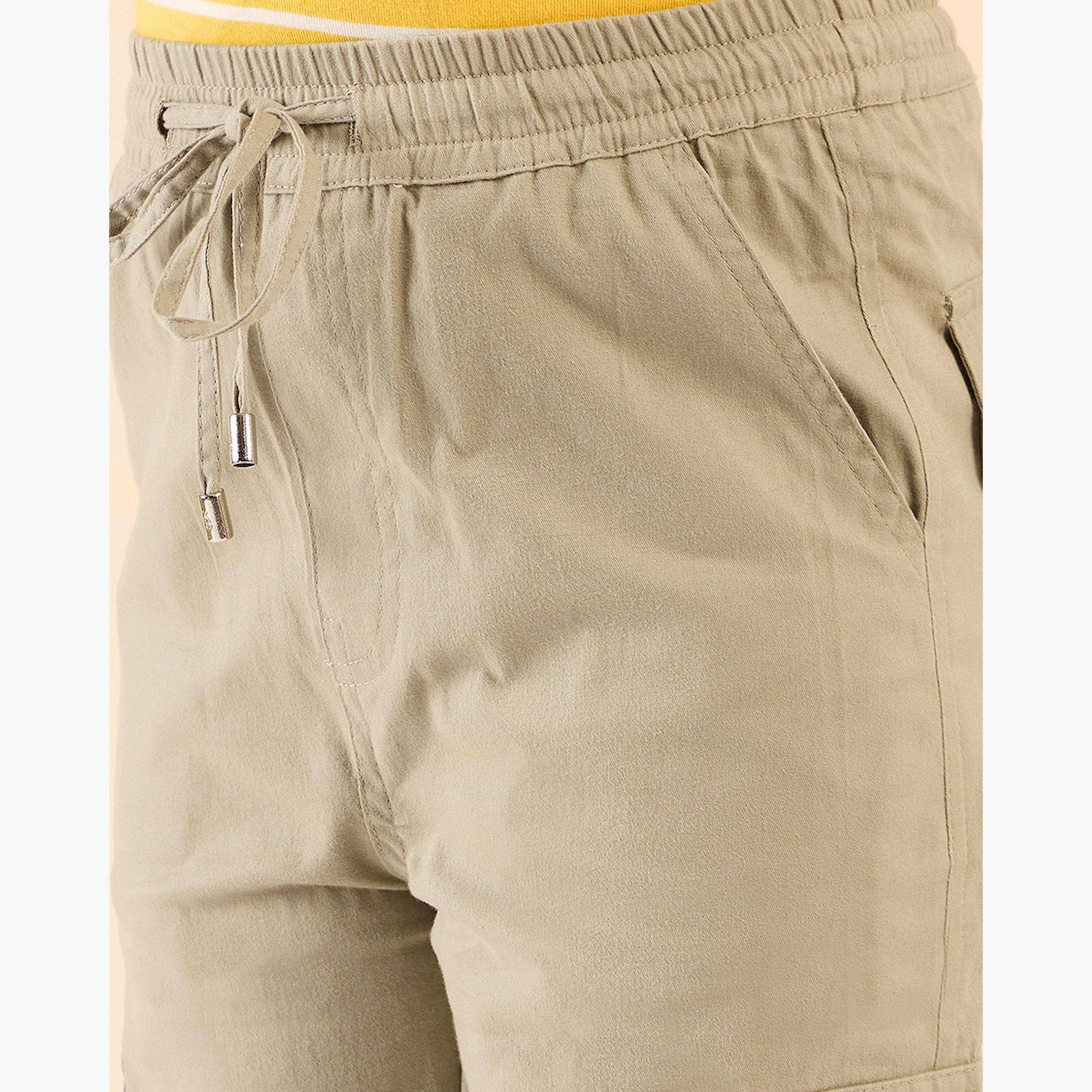 Stylo Bug X Styli Boys Ankle Length Solid Cargo Pants - Beige-boys-clothing-bottoms-trousers-image-6