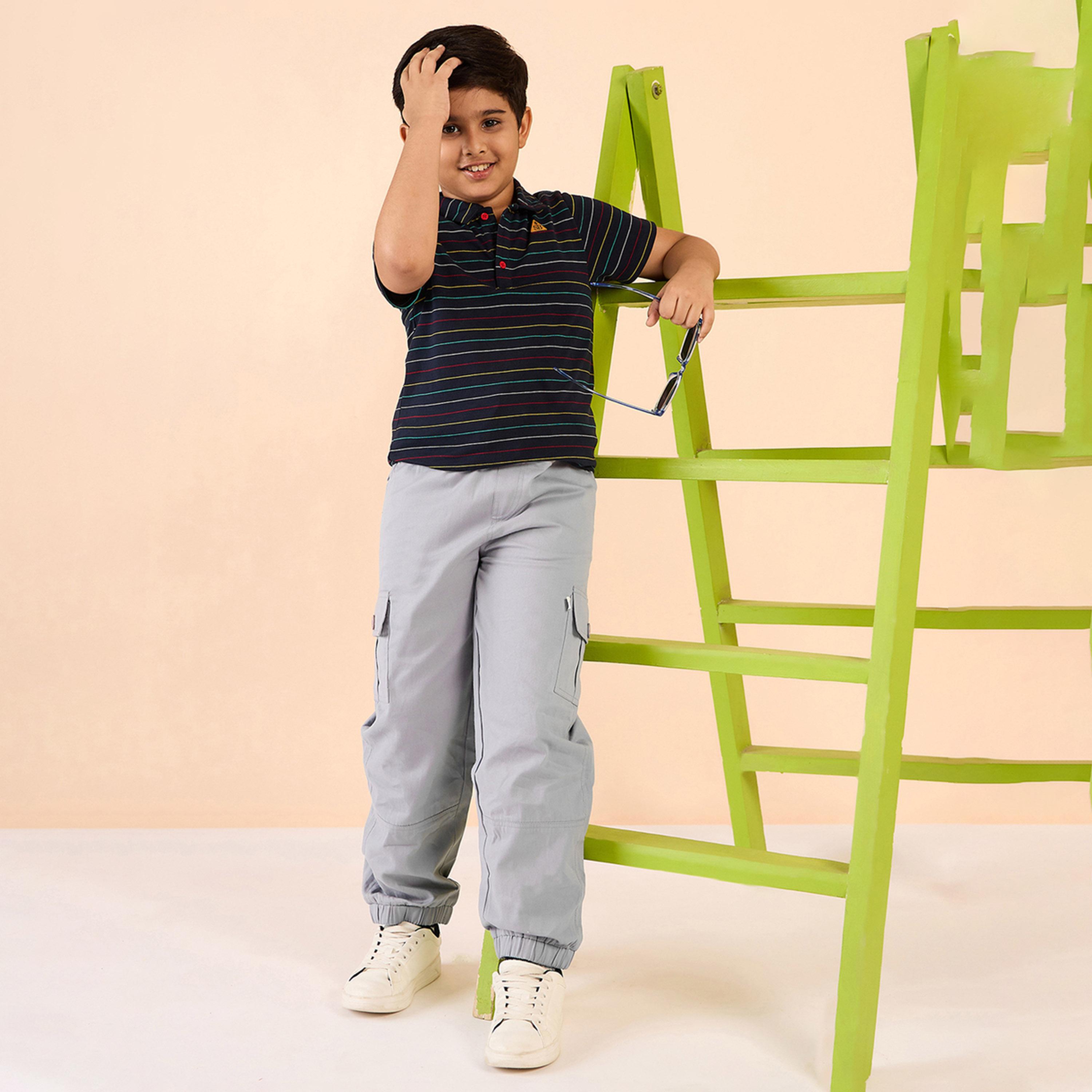 ستايلو باغ × ستايلي - بنطال كارجو سادة بطول الكاحل للأولاد - رمادي-boys-clothing-bottoms-trousers-image-1
