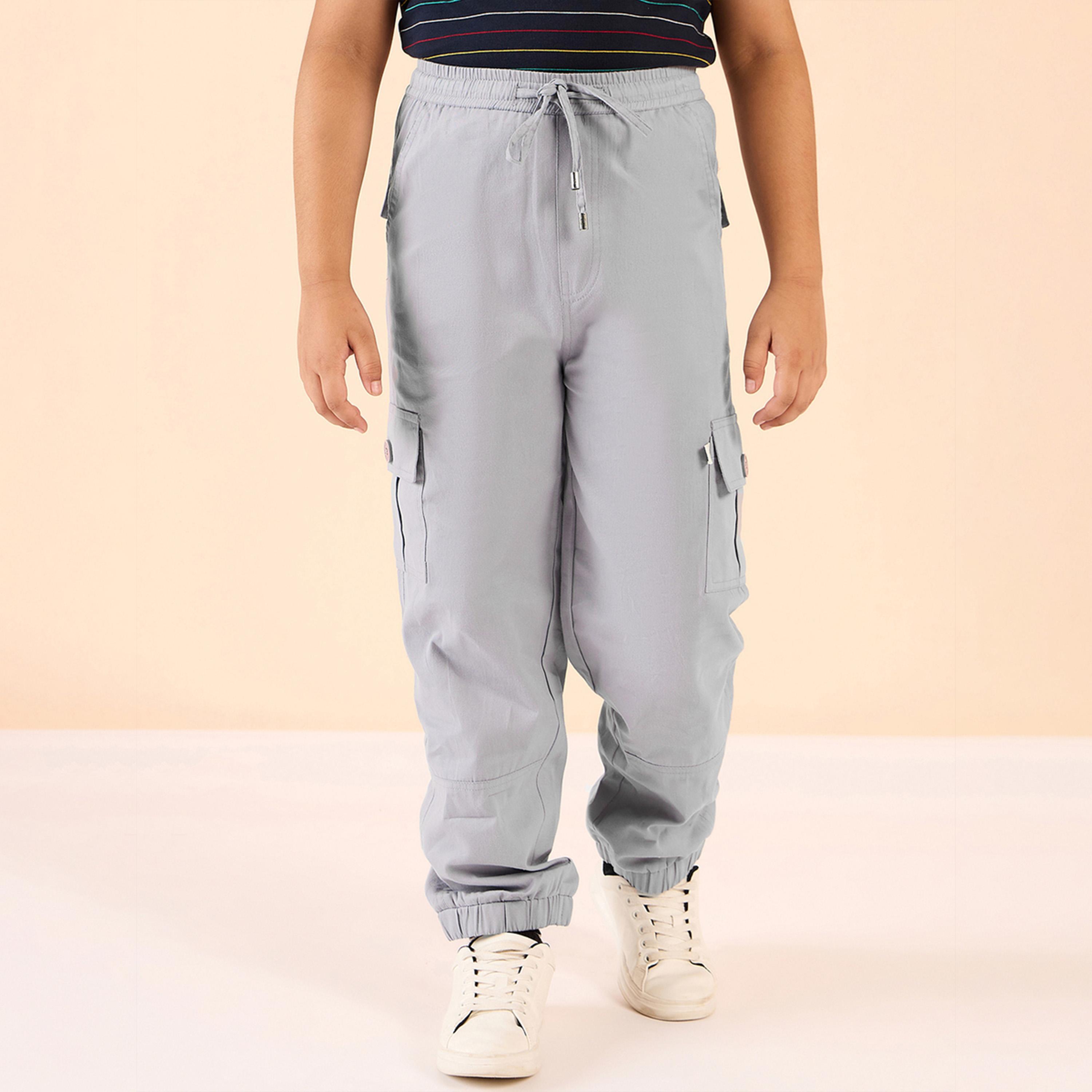ستايلو باغ × ستايلي - بنطال كارجو سادة بطول الكاحل للأولاد - رمادي-boys-clothing-bottoms-trousers-image-2