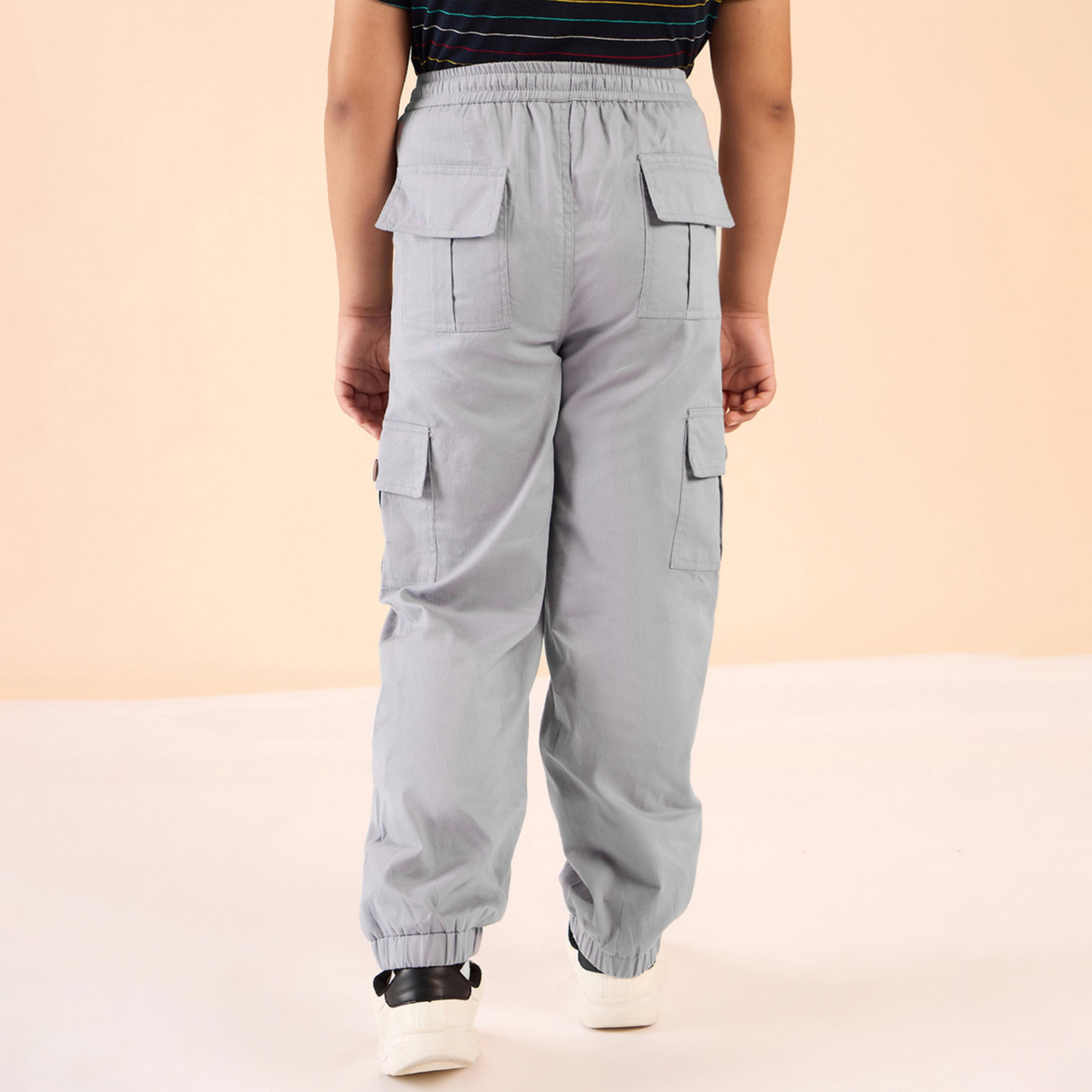ستايلو باغ × ستايلي - بنطال كارجو سادة بطول الكاحل للأولاد - رمادي-boys-clothing-bottoms-trousers-image-5