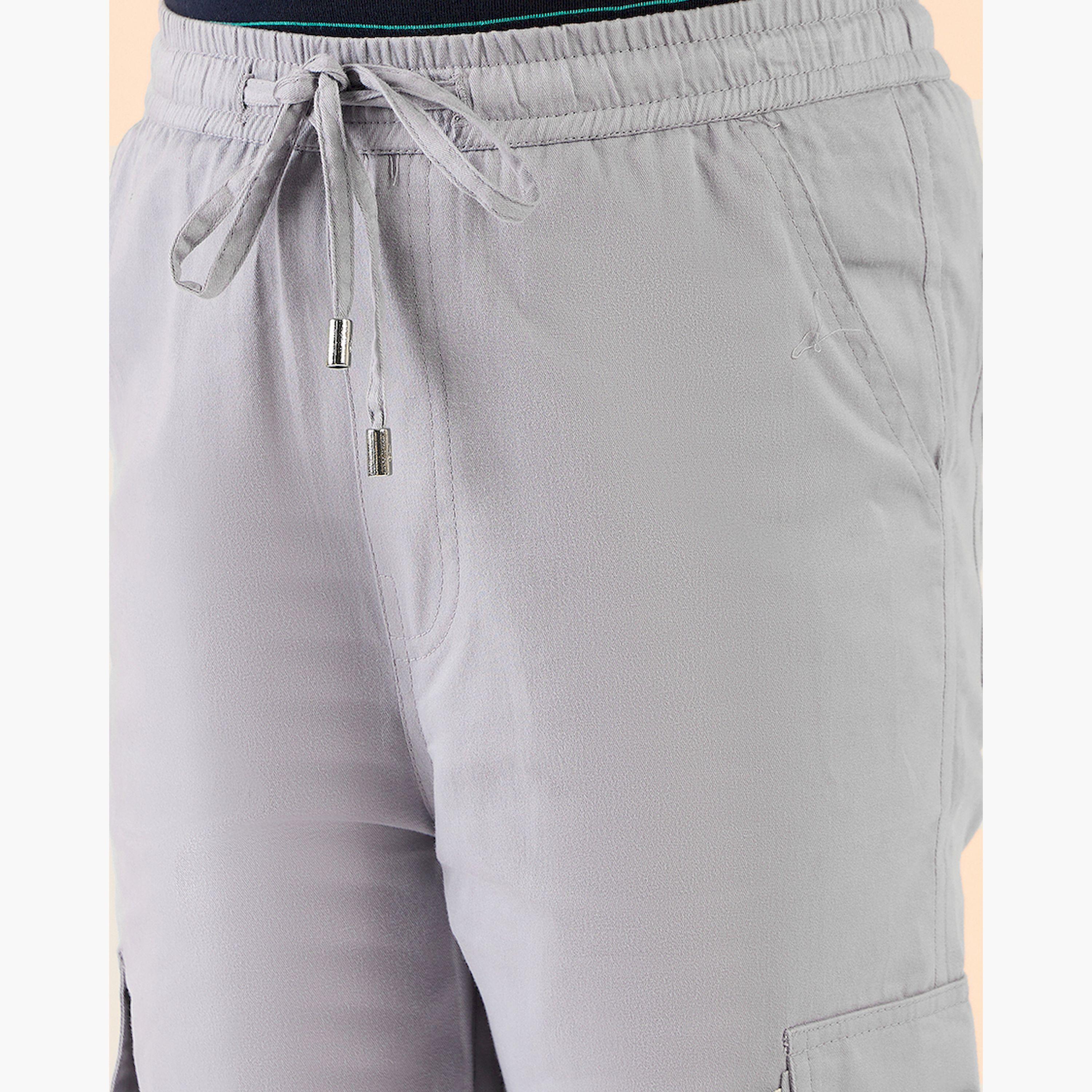 Stylo Bug X Styli Boys Ankle Length Solid Cargo Pants - Grey-boys-clothing-bottoms-trousers-image-6