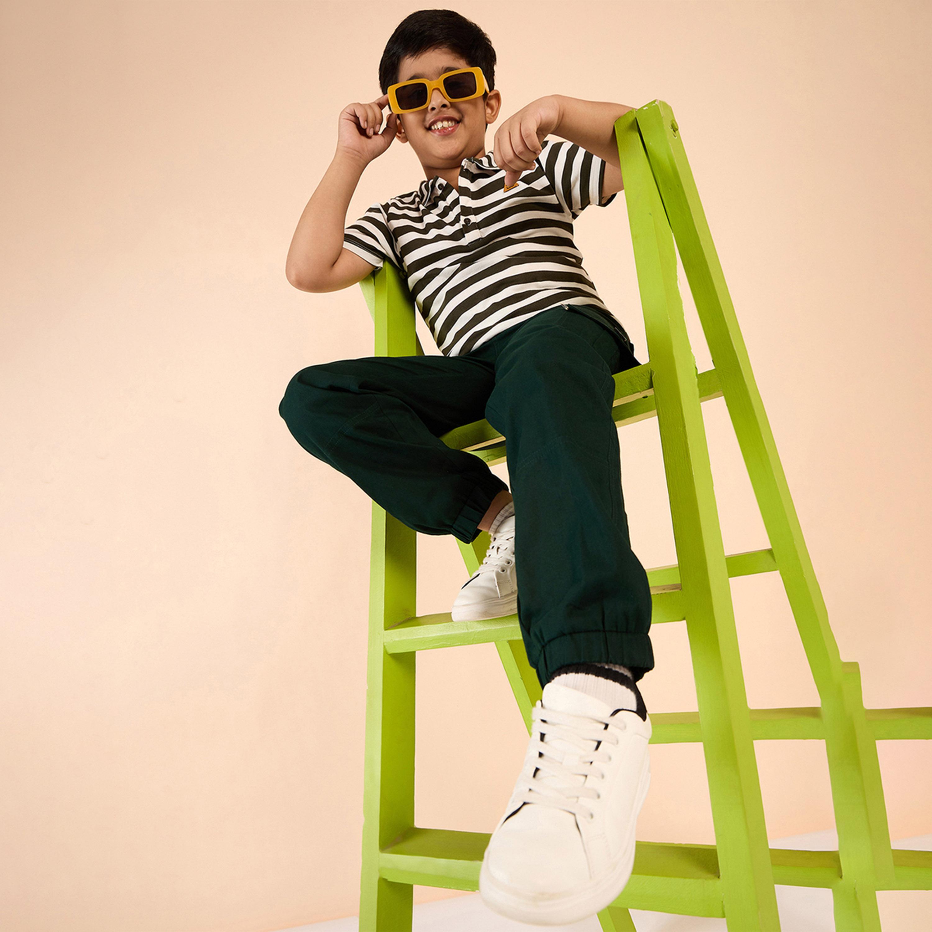 Stylo Bug X Styli Boys Ankle Length Solid Cargo Pants - Green-boys-clothing-bottoms-trousers-image-1