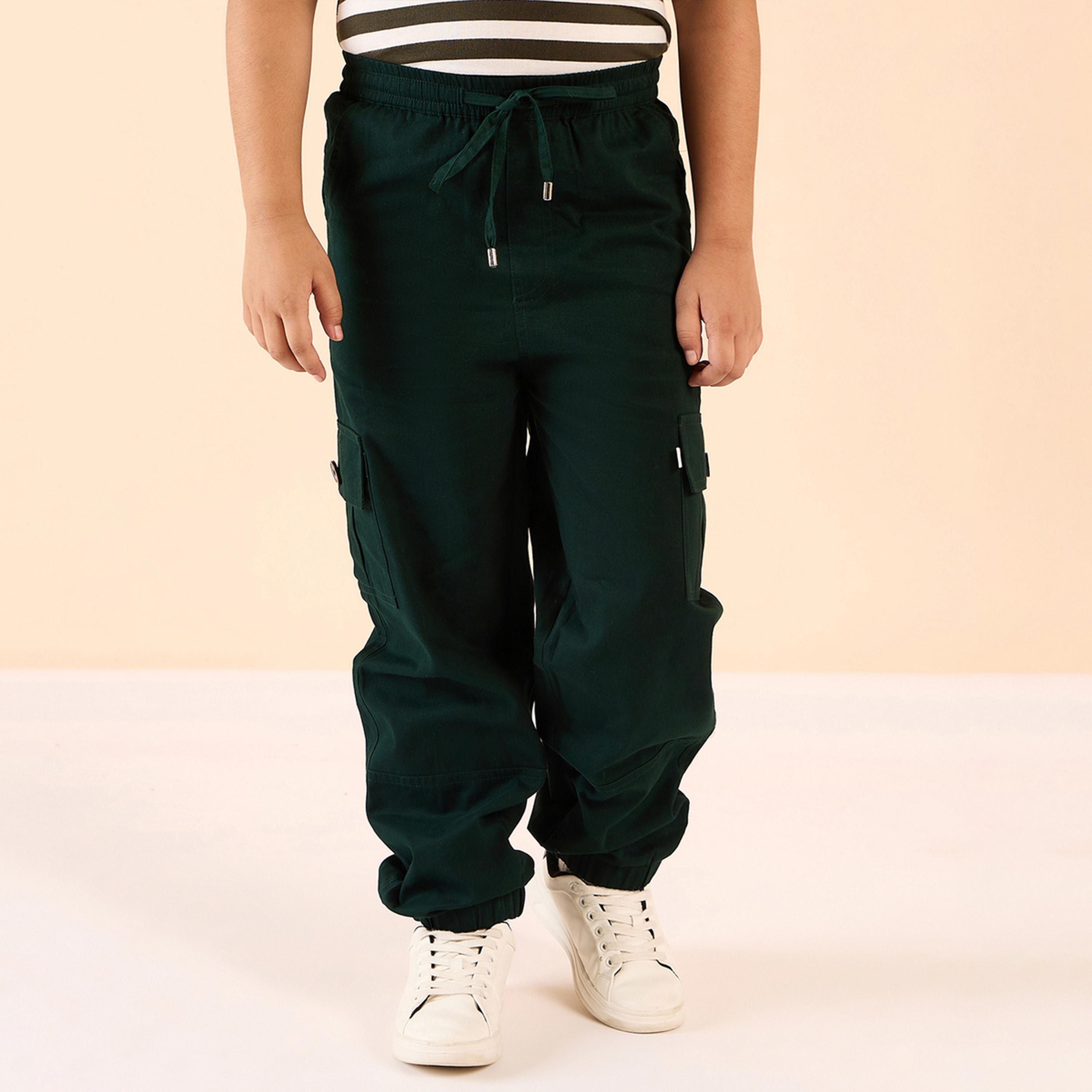 Stylo Bug X Styli Boys Ankle Length Solid Cargo Pants - Green-boys-clothing-bottoms-trousers-image-2