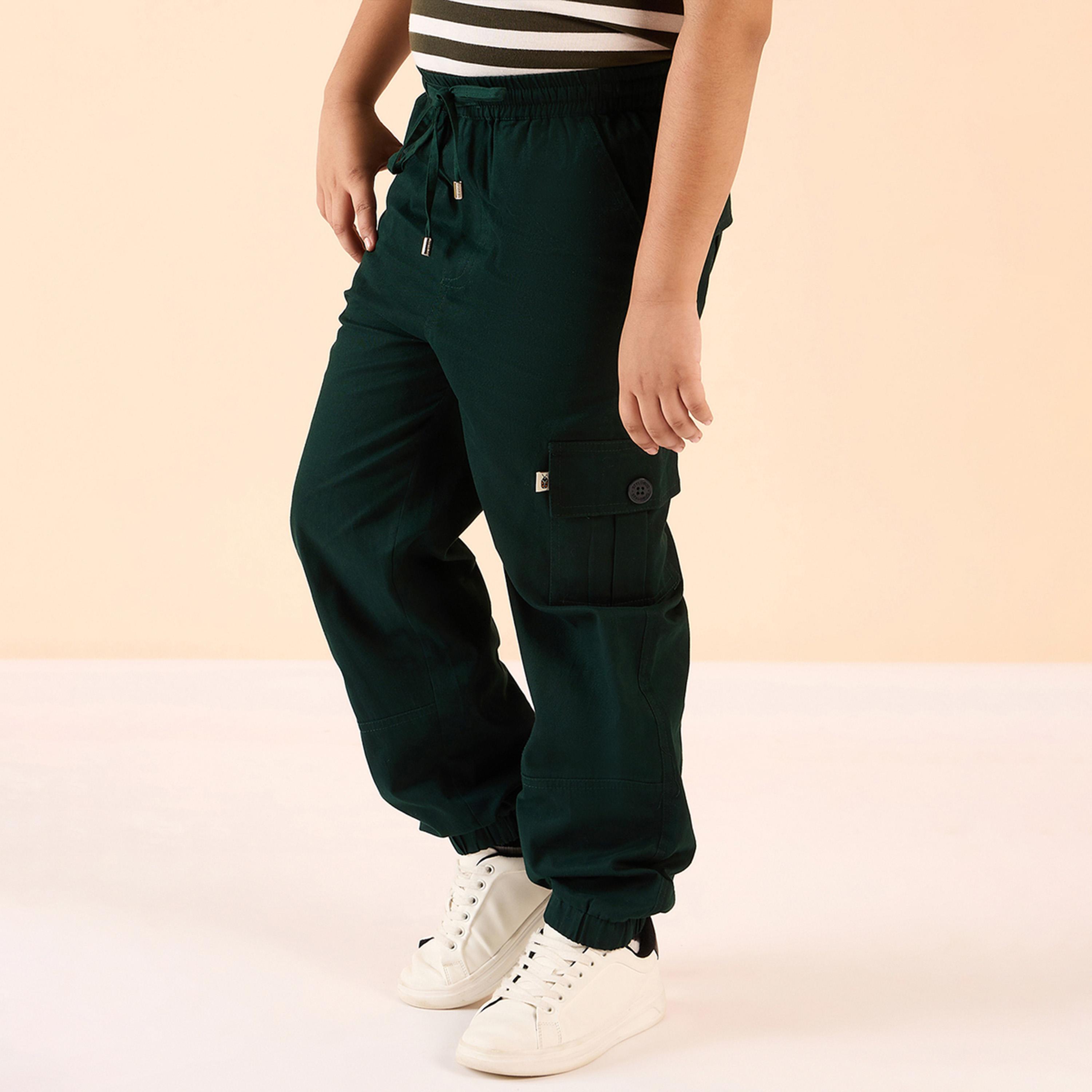 Stylo Bug X Styli Boys Ankle Length Solid Cargo Pants - Green-boys-clothing-bottoms-trousers-image-3